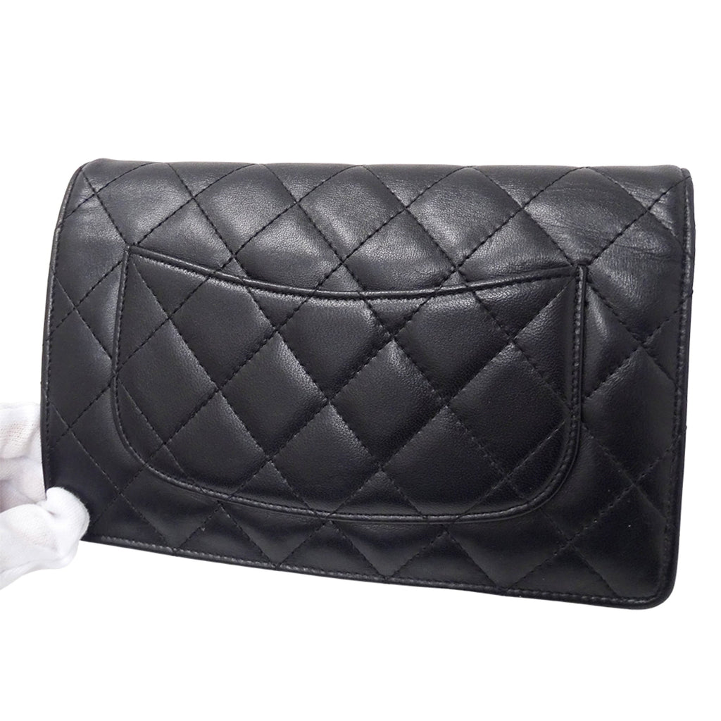 Chanel Black Leather Long Wallet (Bi-Fold)