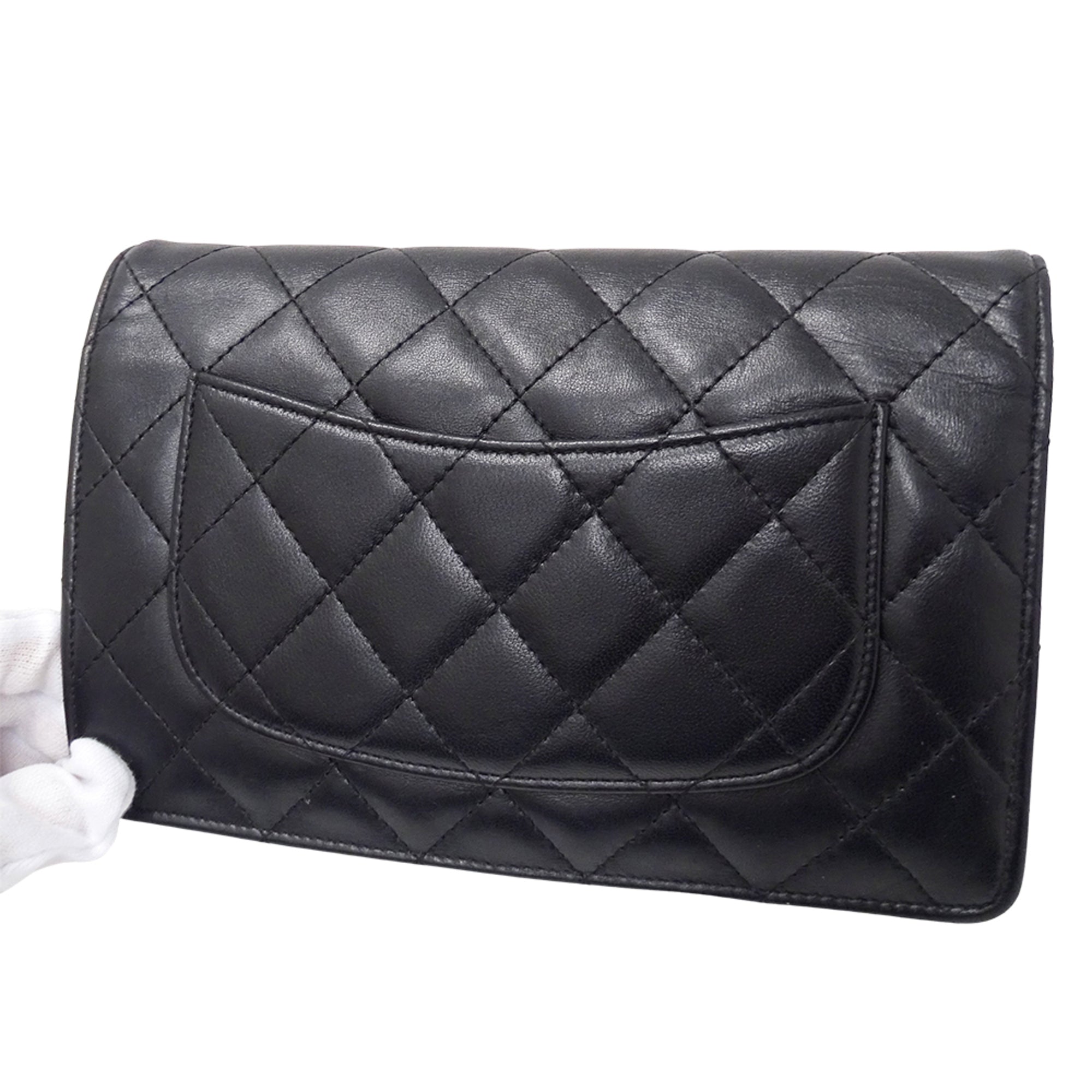 Chanel Black Leather Long Wallet (Bi-Fold)