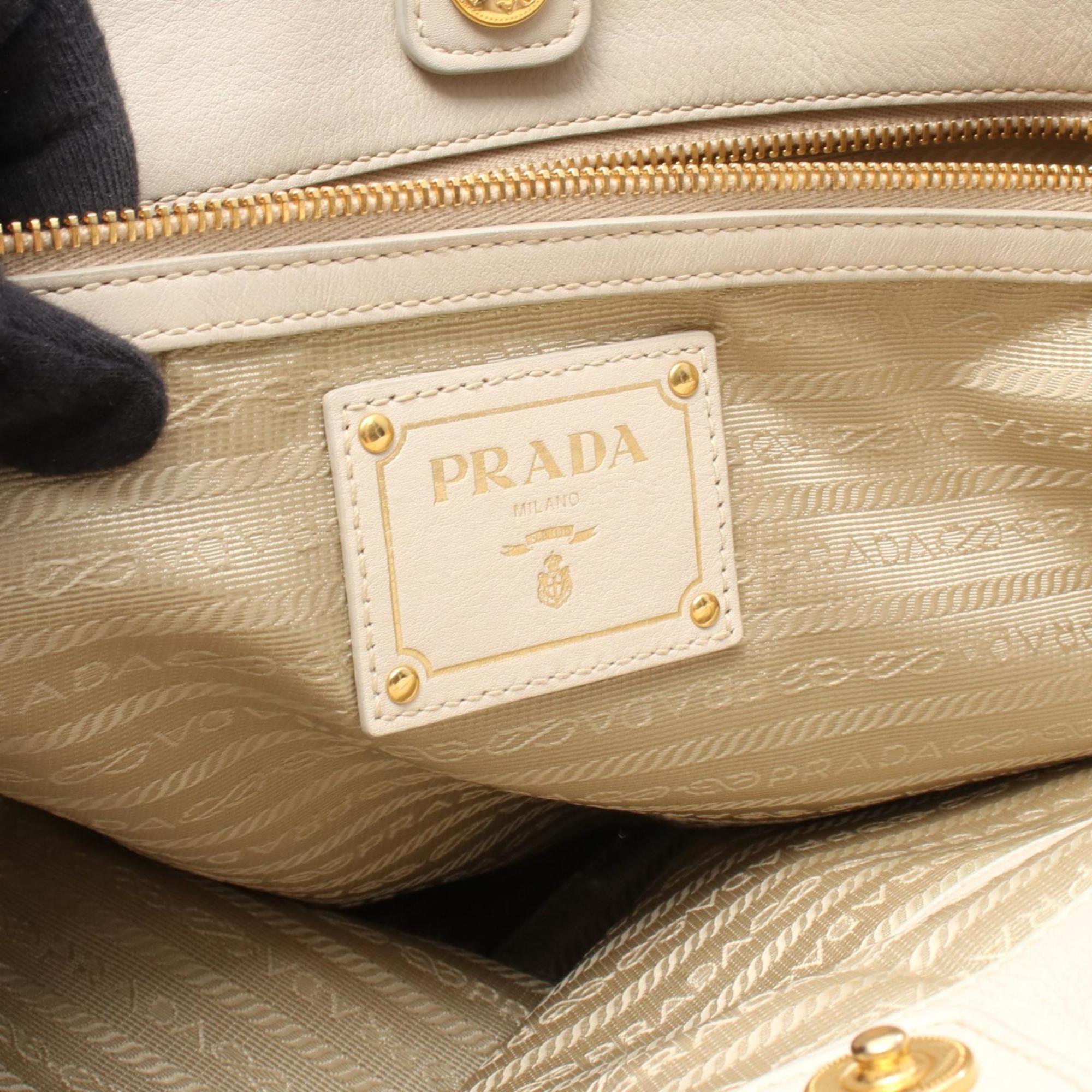 Prada Ivory Leather Tote Bag