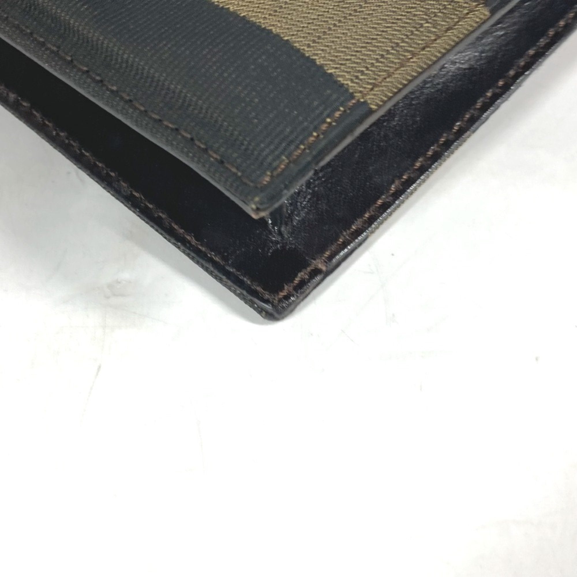 Fendi Black Brown Nylon Leather Briefcase Handbag Tote Bag