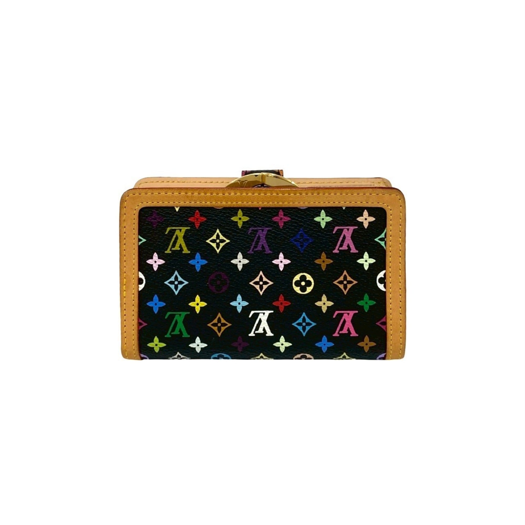 Louis Vuitton Black Brown Multi-Color Leather Pvc Wallet