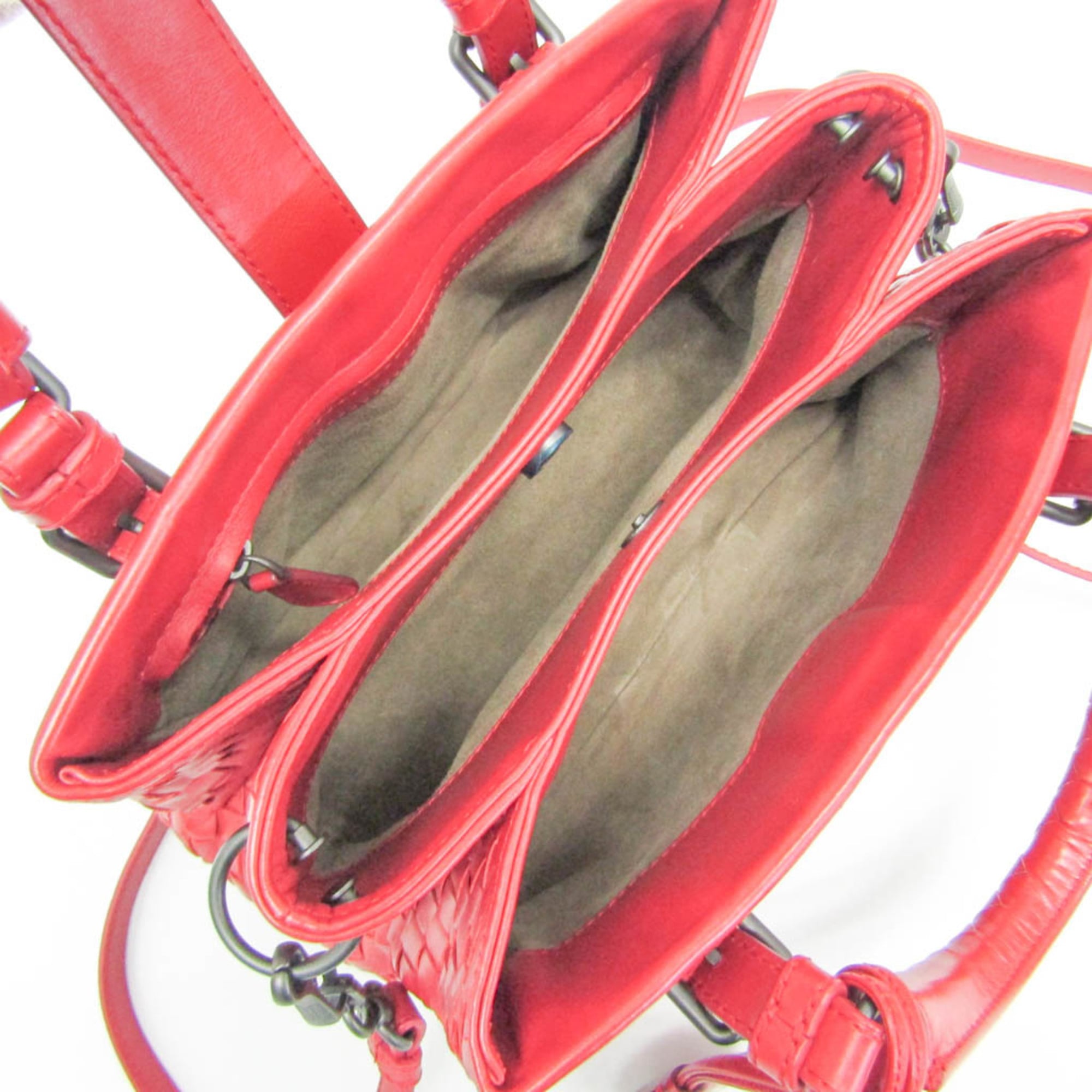Bottega Veneta Roma Bag Intrecciato Nappa Red Leather Shoulder Bag Bag