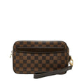 Louis Vuitton Brown Damier Canvas Pvc Leather Clutch Bag Pochette