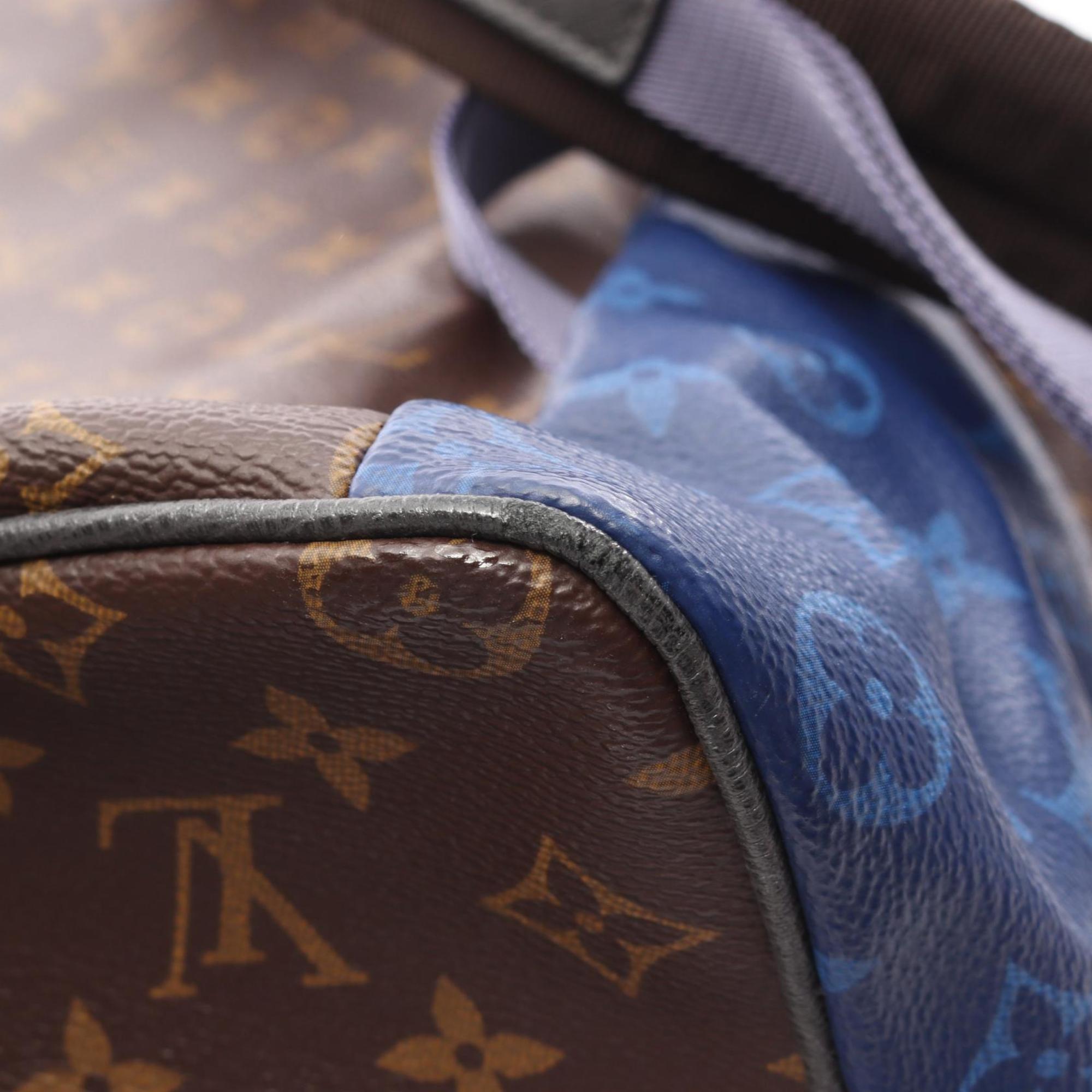 Louis Vuitton Black Blue Brown Monogram Pvc Coated Canvas Leather Backpack