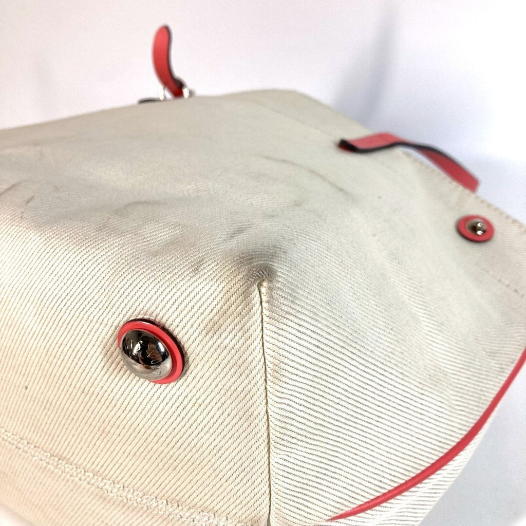 Louis Vuitton Pink White Leather Canvas Shoulder Bag Tote Bag
