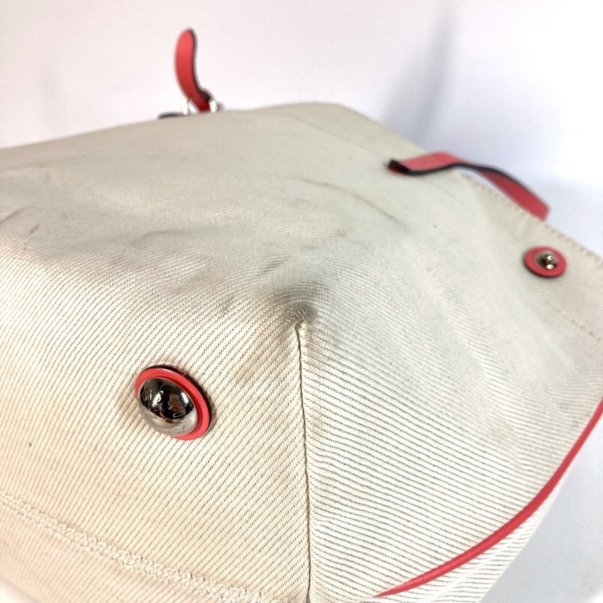 Louis Vuitton Pink White Leather Canvas Shoulder Bag Tote Bag