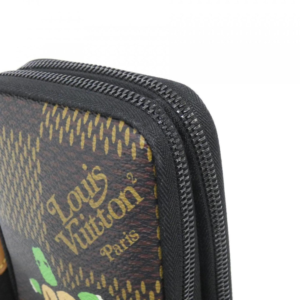 Louis Vuitton Black Brown Coated Canvas Phone Wallet