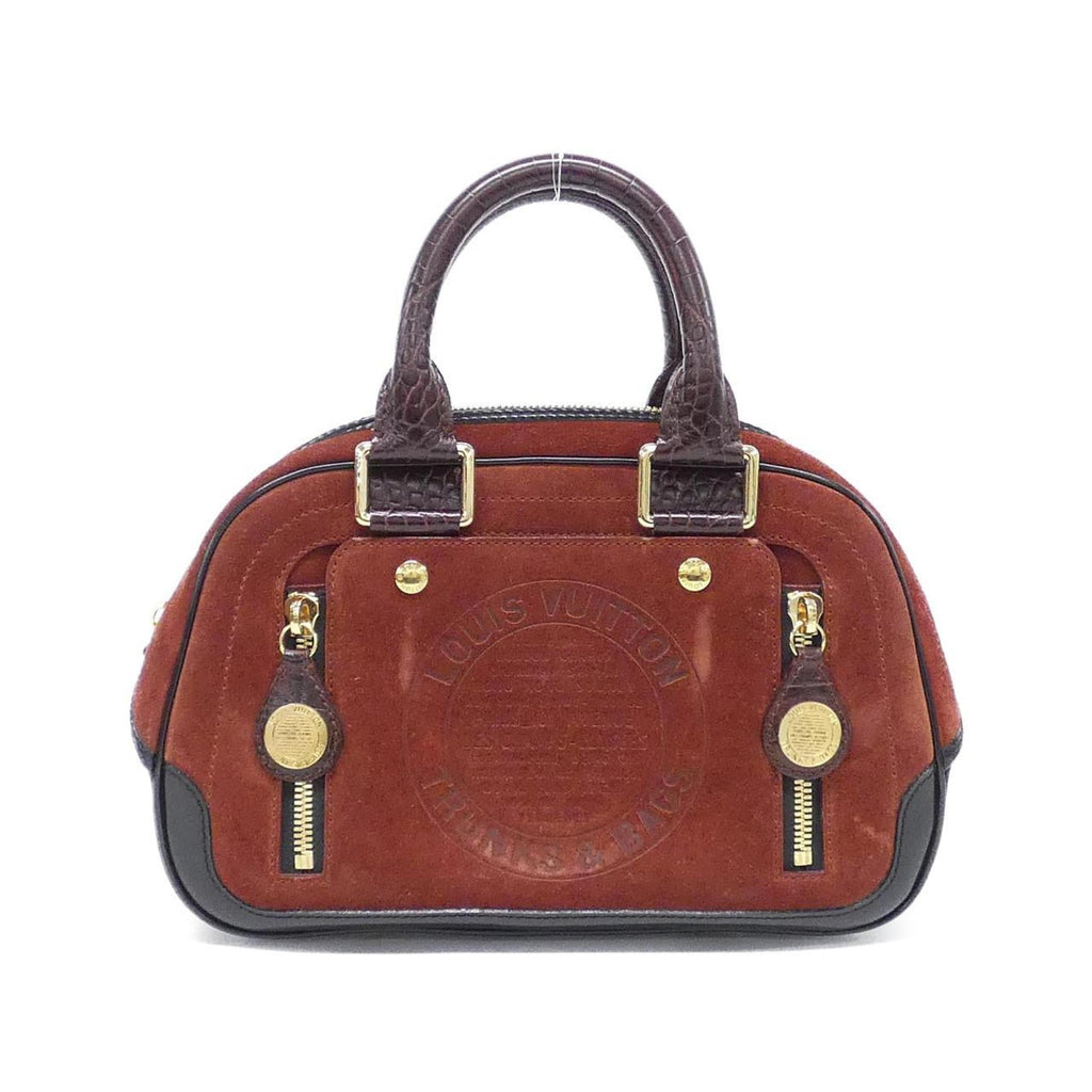 Louis Vuitton Brown Red Brown Suede Leather Handbag