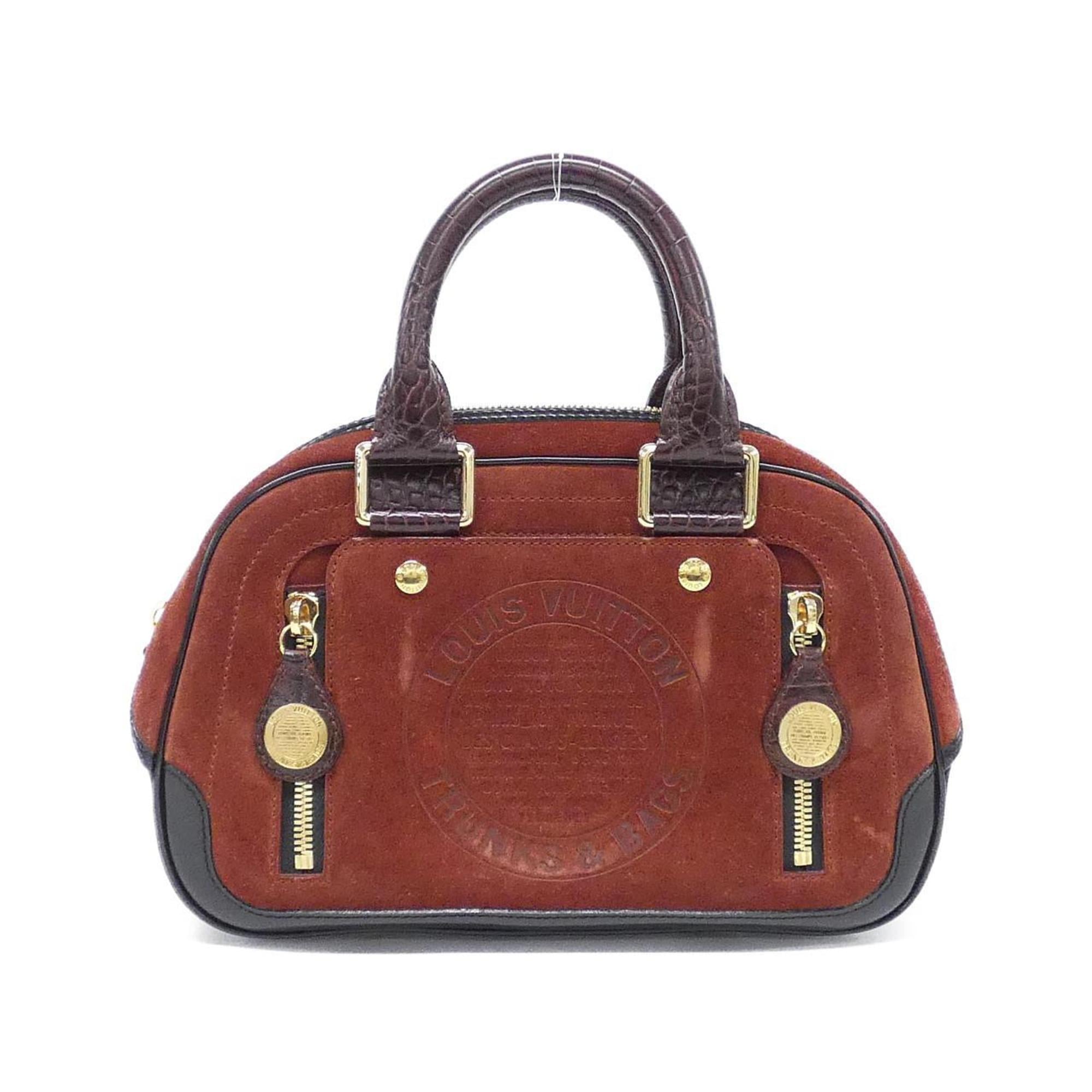 Louis Vuitton Brown Red Brown Suede Leather Handbag