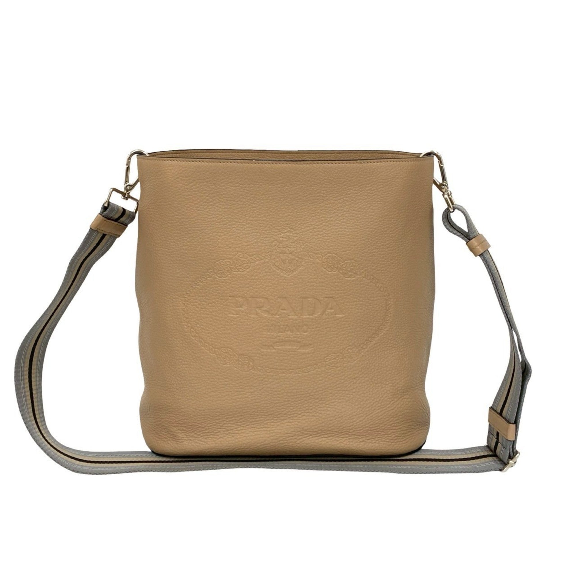 Prada Beige Leather Pochette Shoulder Bag