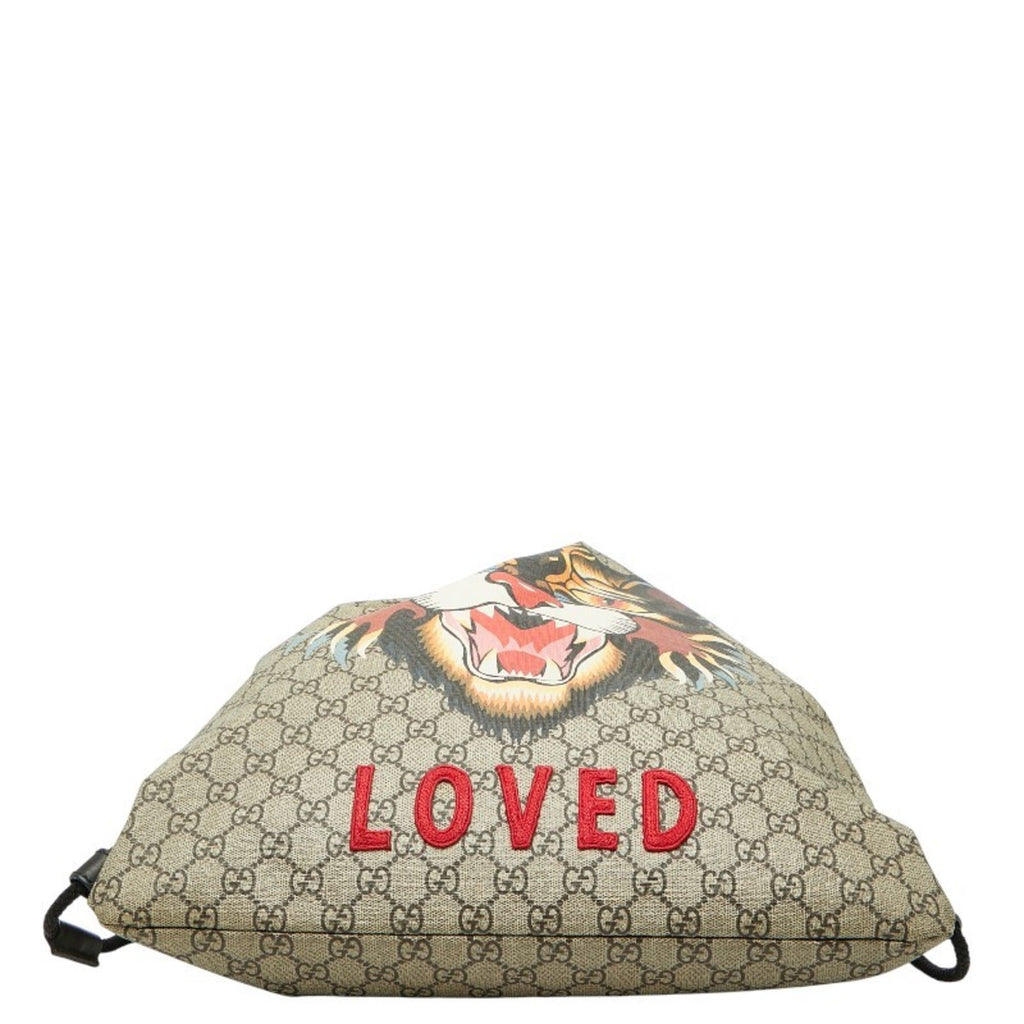 Gucci Beige Black Pvc Nylon Backpack (Pre-Owned)