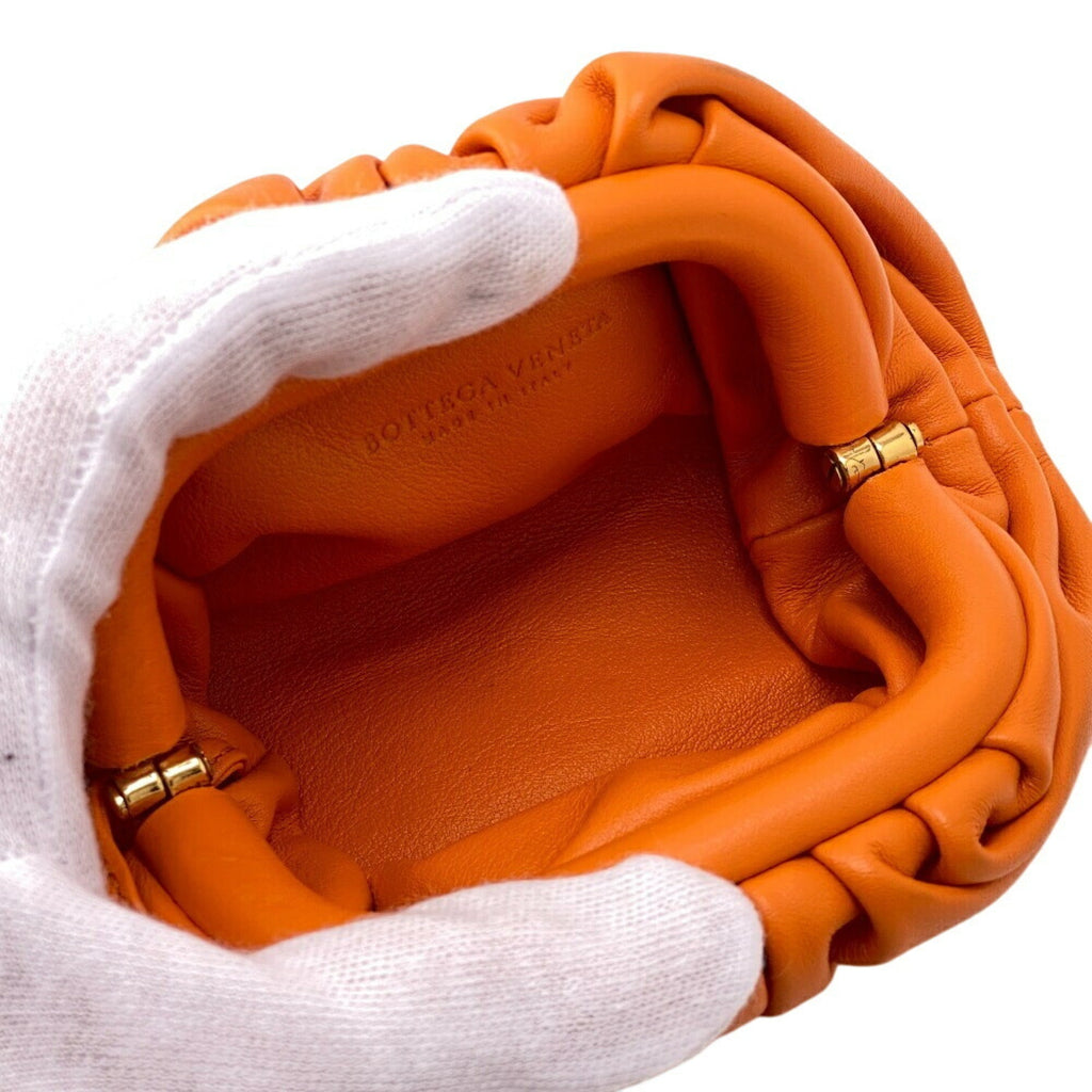 Bottega Veneta Orange Leather Coin Purse/Coin Case