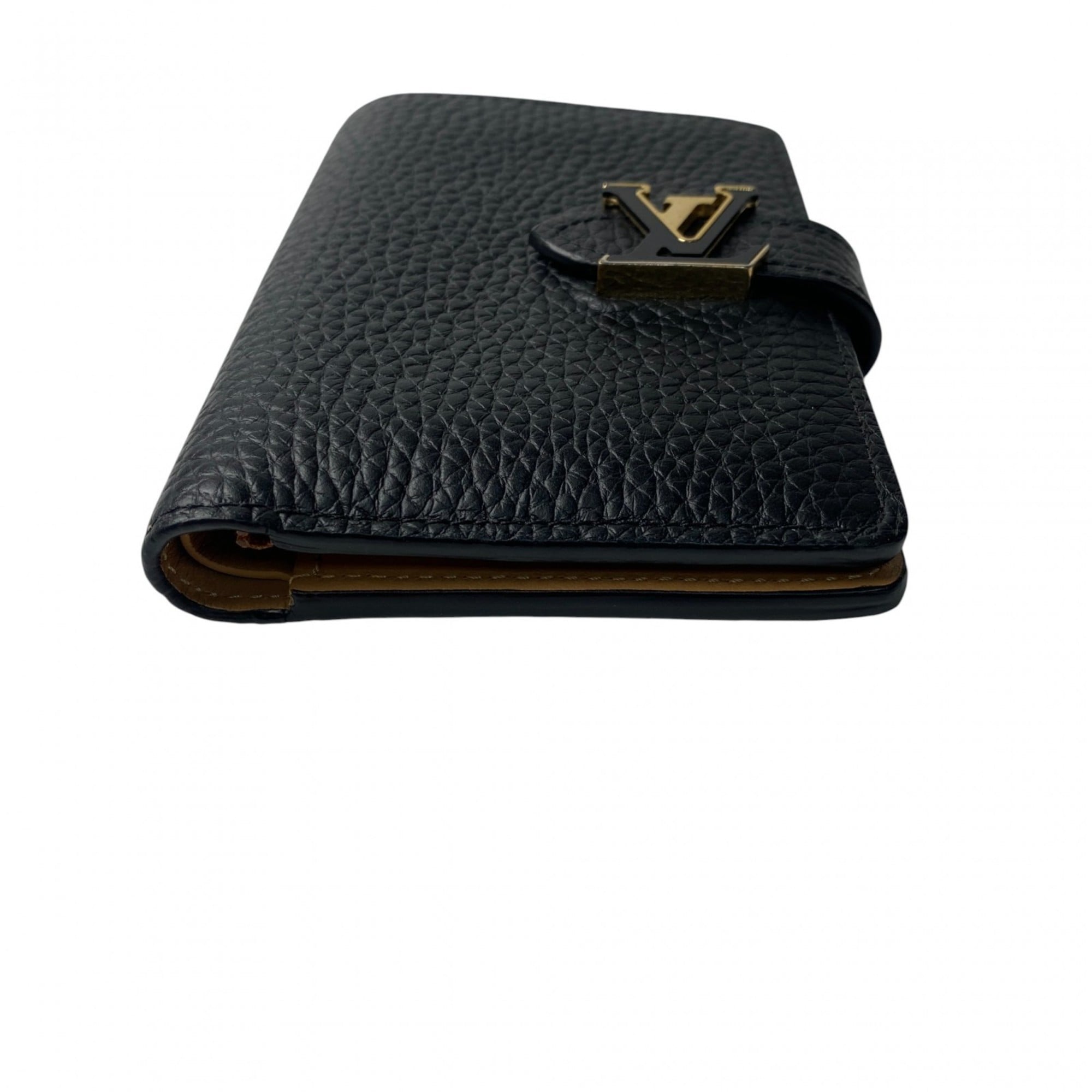Louis Vuitton Beige Black Leather Wallet
