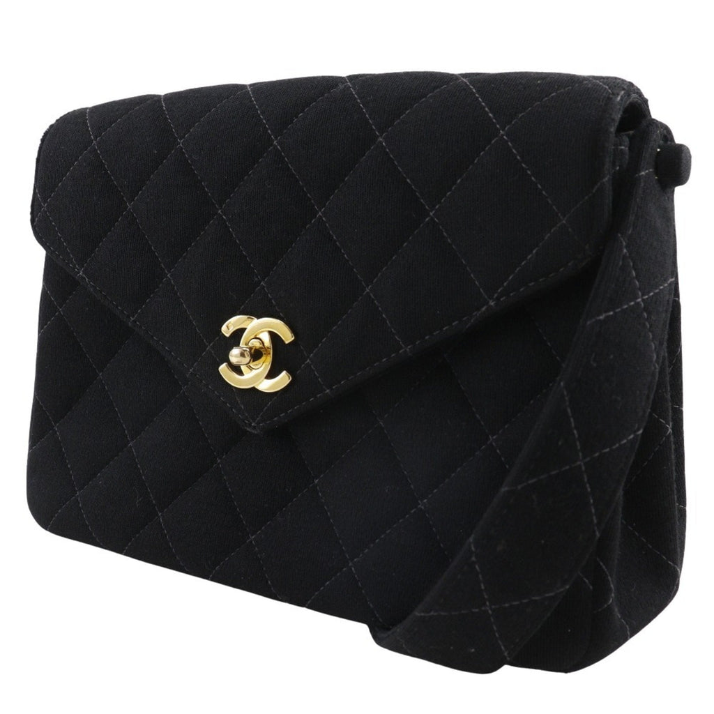 Chanel Black Cotton Shoulder Bag