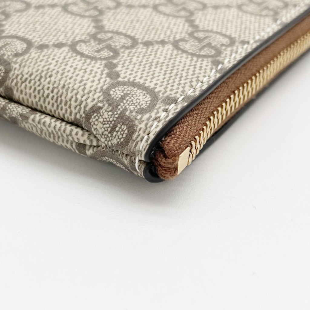 Gucci Gg Supreme Beige Brown Pvc Leather/Webbing Coin Purse/Coin Case (Pre-Owned)