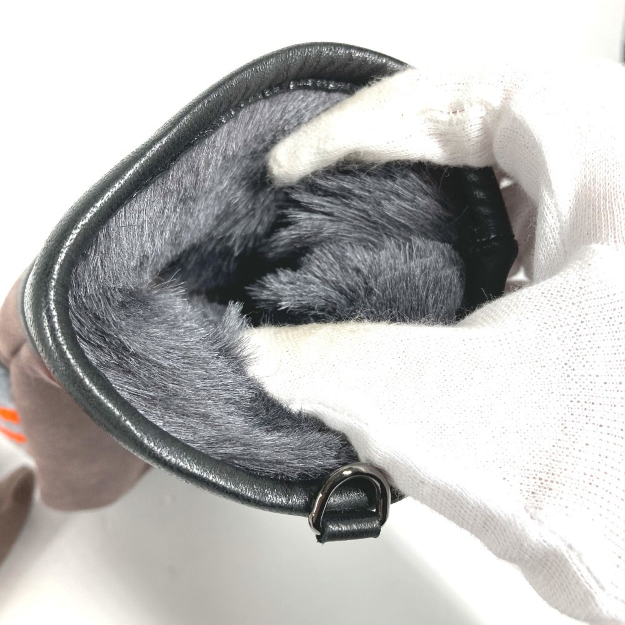 Fendi Gray Orange Angora Warm Gloves
