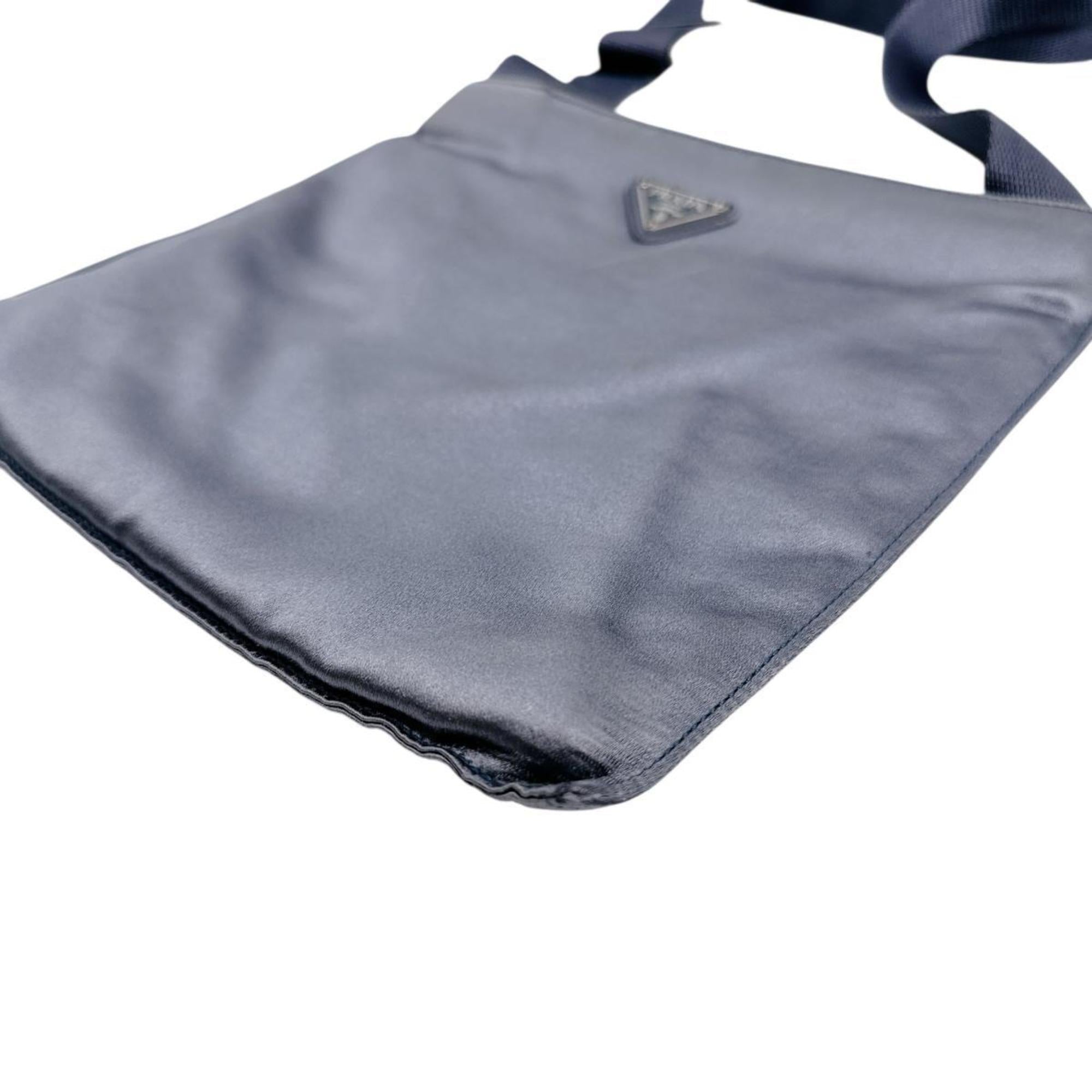 Prada Gray Satin Pochette Shoulder Bag