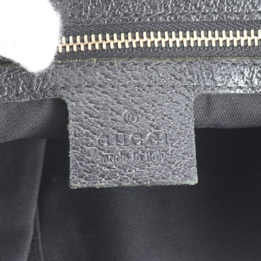 Gucci Black Leather Canvas Handbag Tote Bag (Pre-Owned)