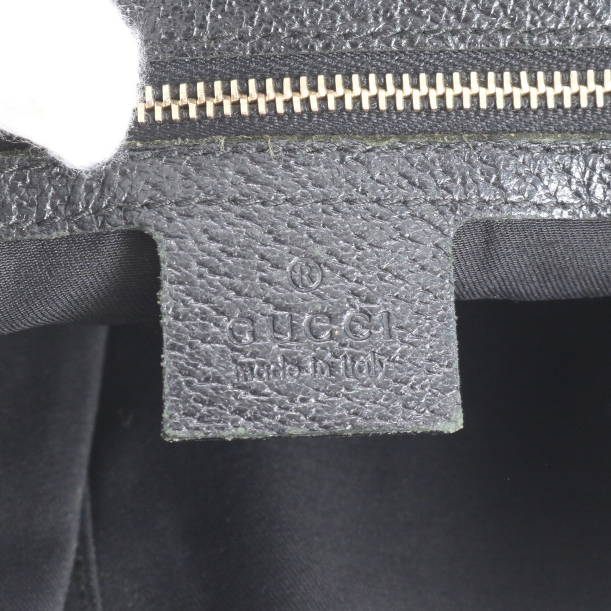 Gucci Black Leather Canvas Handbag Tote Bag (Pre-Owned)