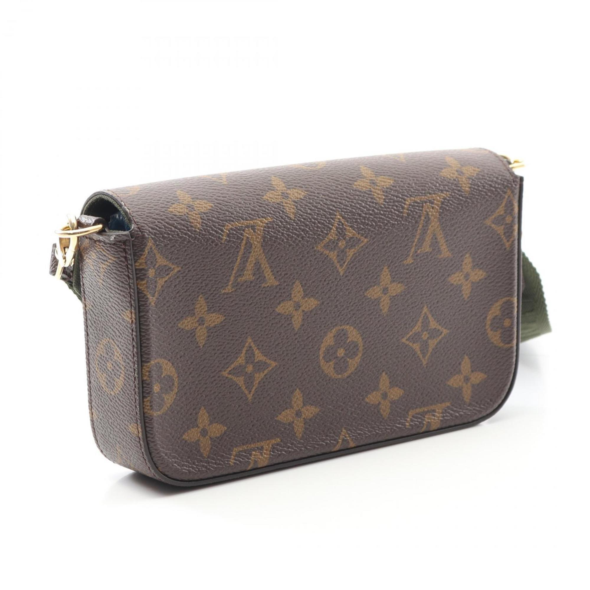 Louis Vuitton Brown Green Coated Canvas Pochette Shoulder Bag