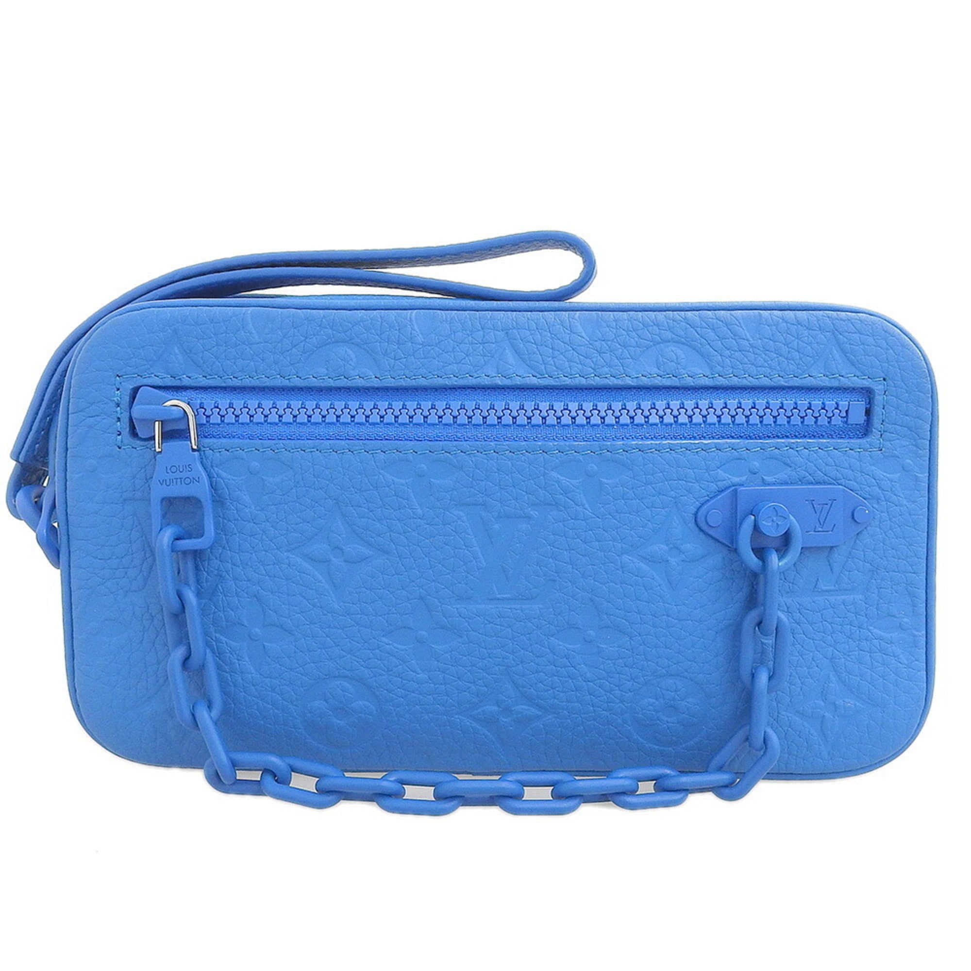 Louis Vuitton Blue Leather Clutch Bag Pochette