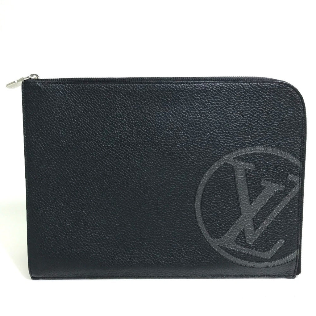 Louis Vuitton Black Noir Leather Clutch Bag Pochette