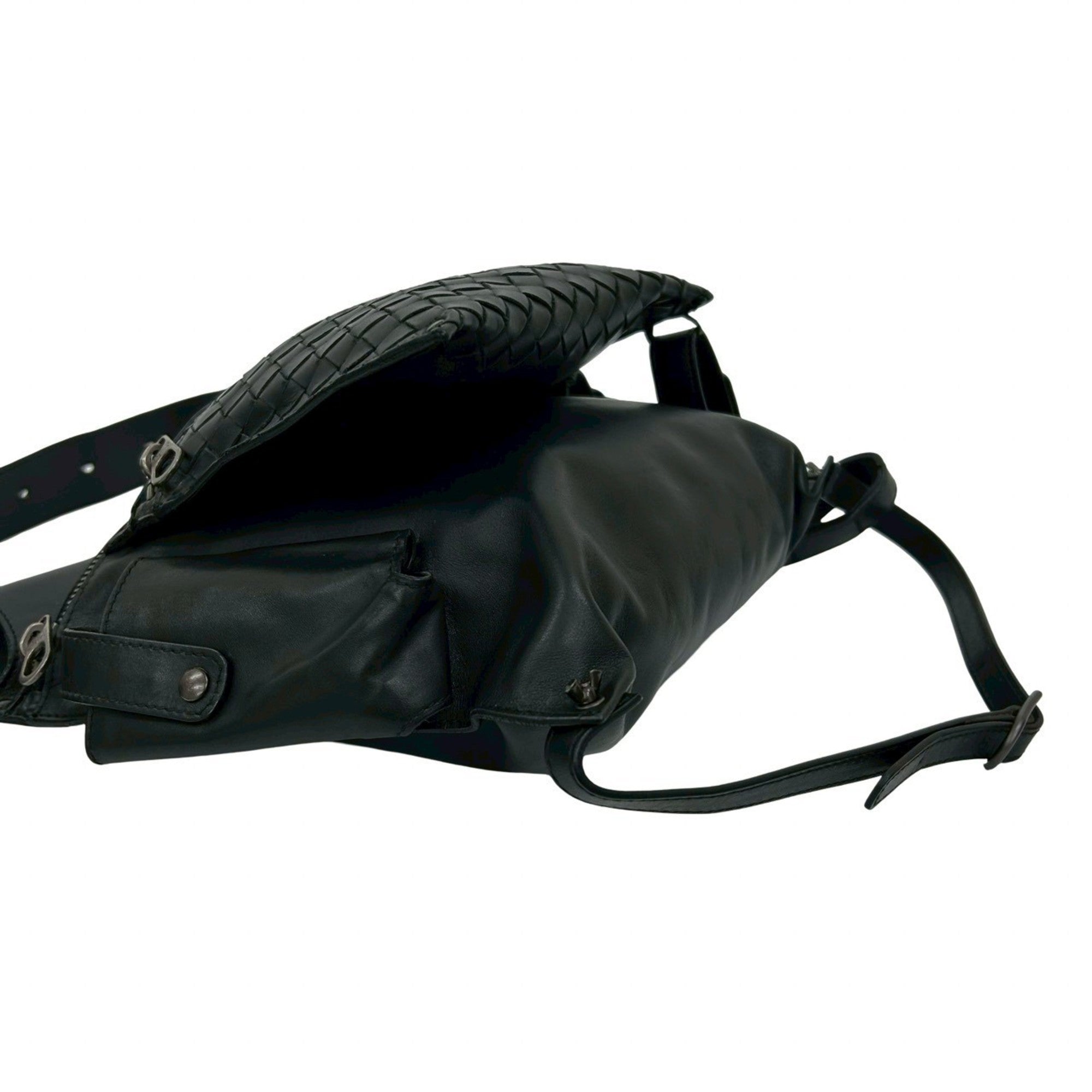 Bottega Veneta Black Leather Shoulder Bag Sling Bag