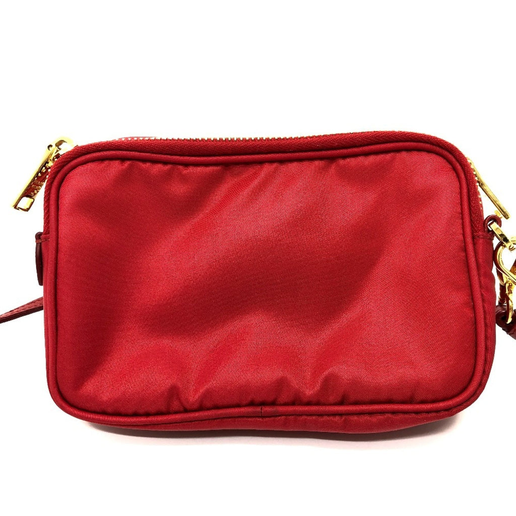 Prada Red Color Nylon Pochette Shoulder Bag