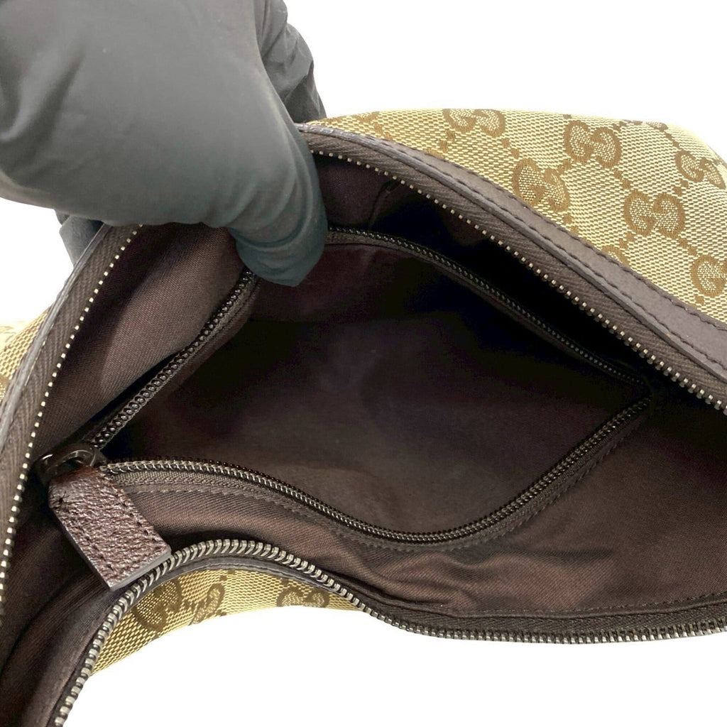 Gucci Brown Canvas Leather Pochette Shoulder Bag (Pre-Owned)