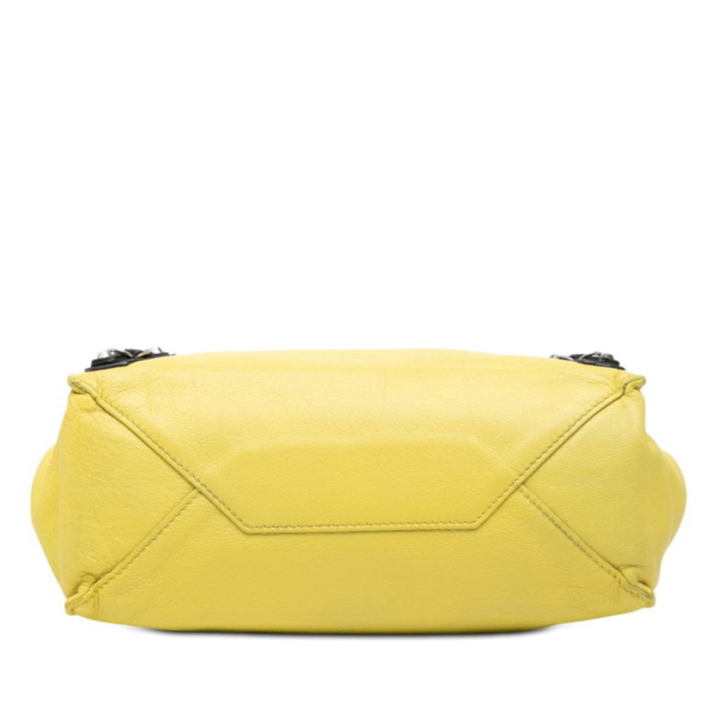 Balenciaga Black Yellow Leather Handbag Shoulder