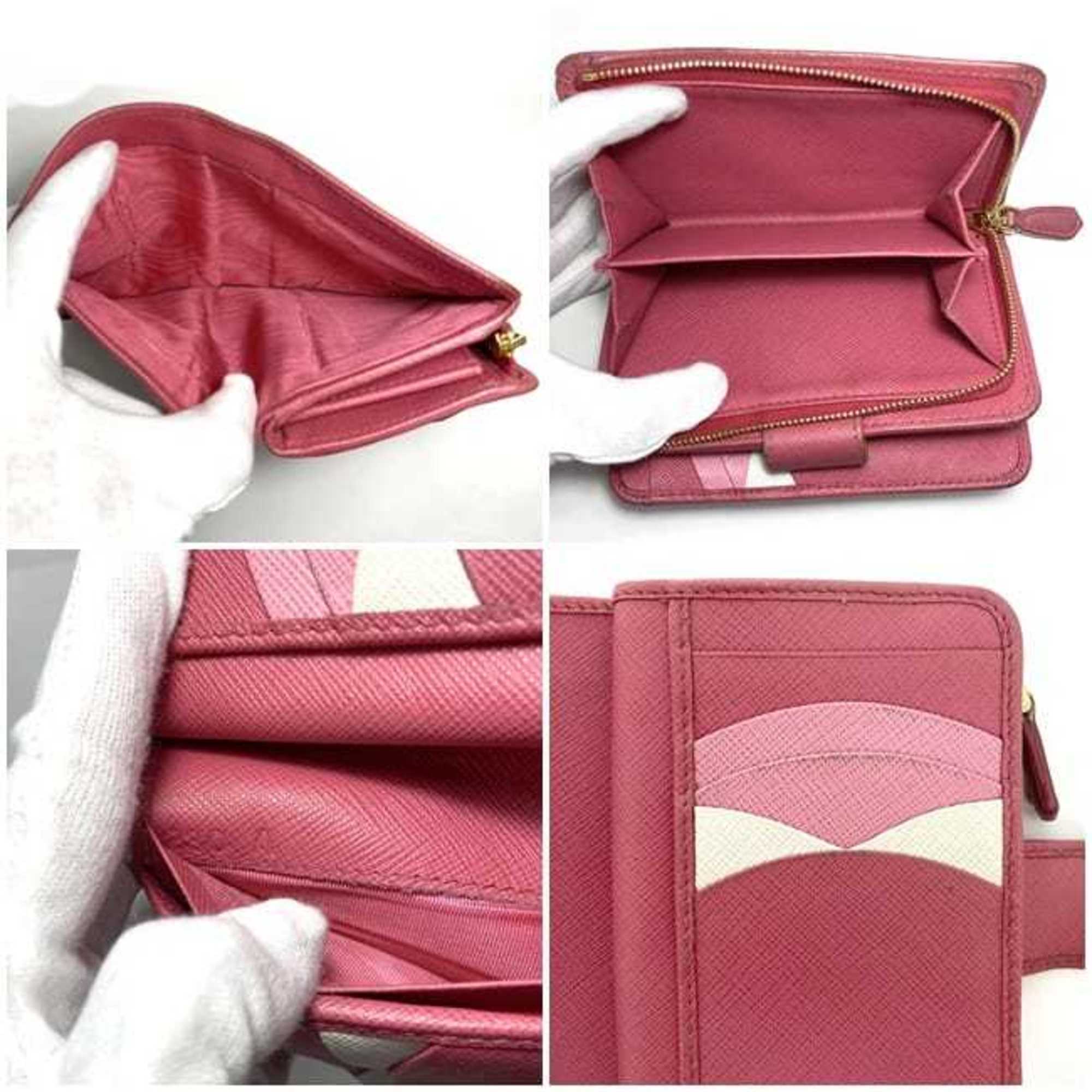 Prada Pink Saffiano Metal Wallet (Bi-Fold)
