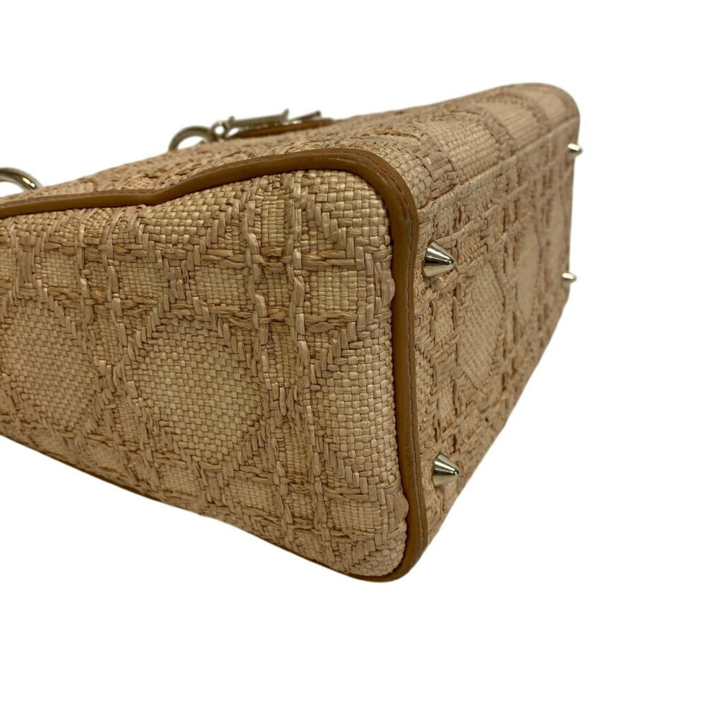 Christian Dior Beige Raffia Leather Shoulder Bag (Pre-Owned)