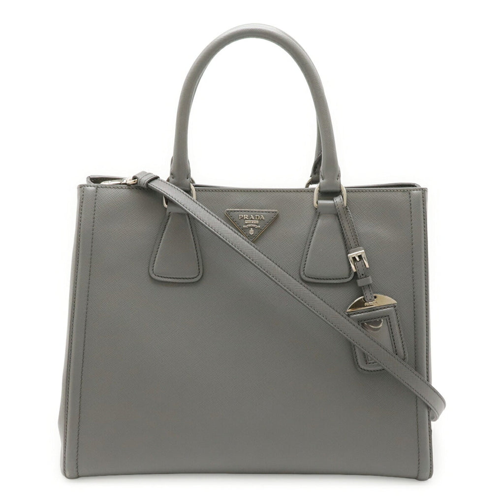 Prada Black Gray Leather Handbag Shoulder Bag