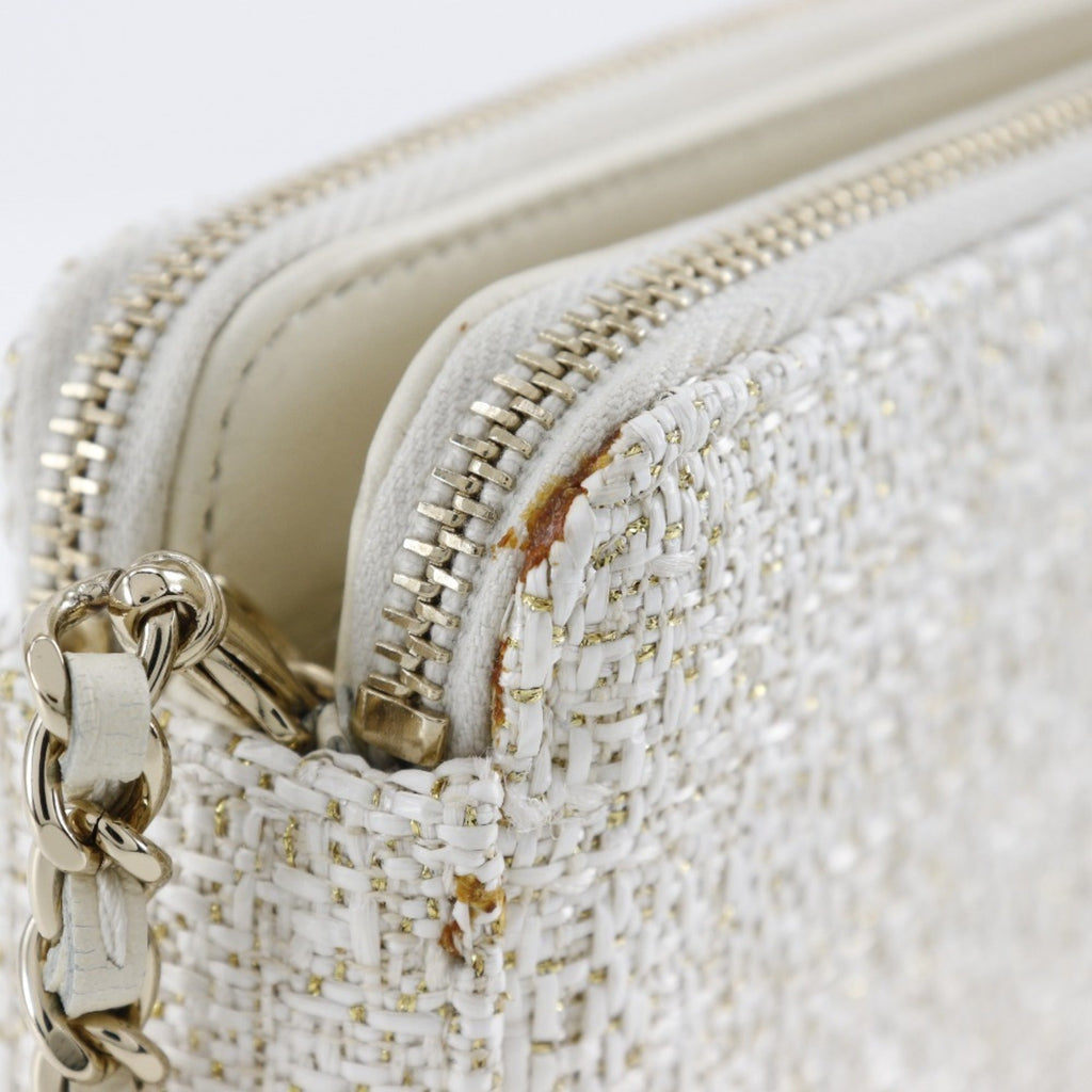 Chanel White Tweed Shoulder Bag
