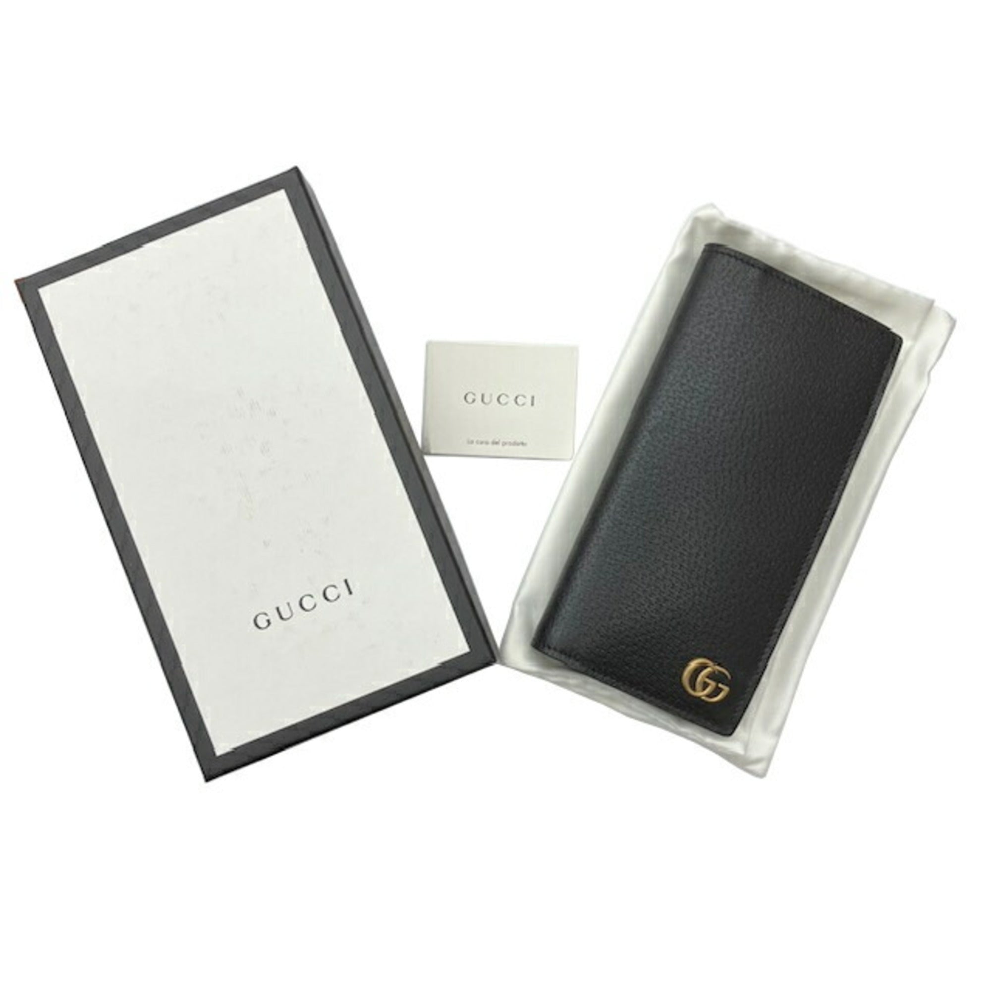 Gucci Black Leather Long Wallet (Bi-Fold) (Pre-Owned)