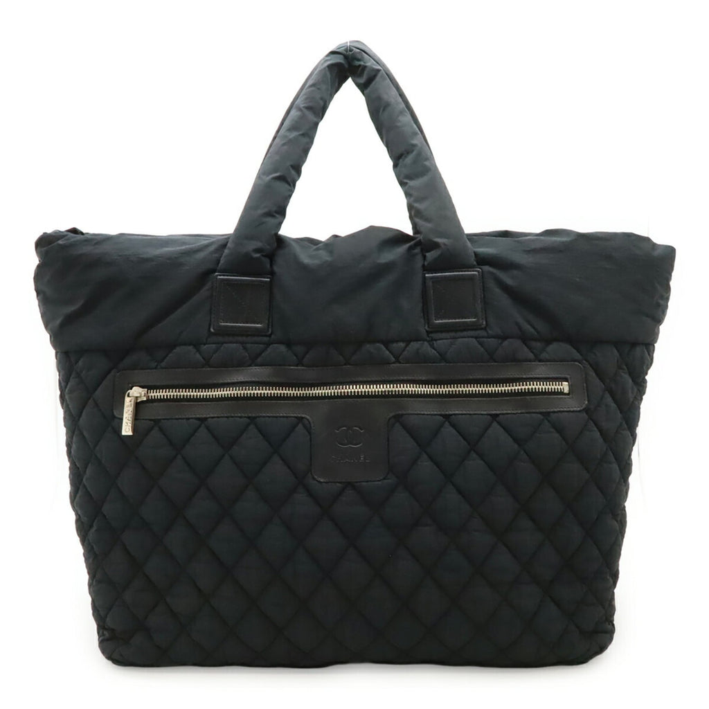 Chanel Black Nylon Leather Shoulder Bag Tote Bag