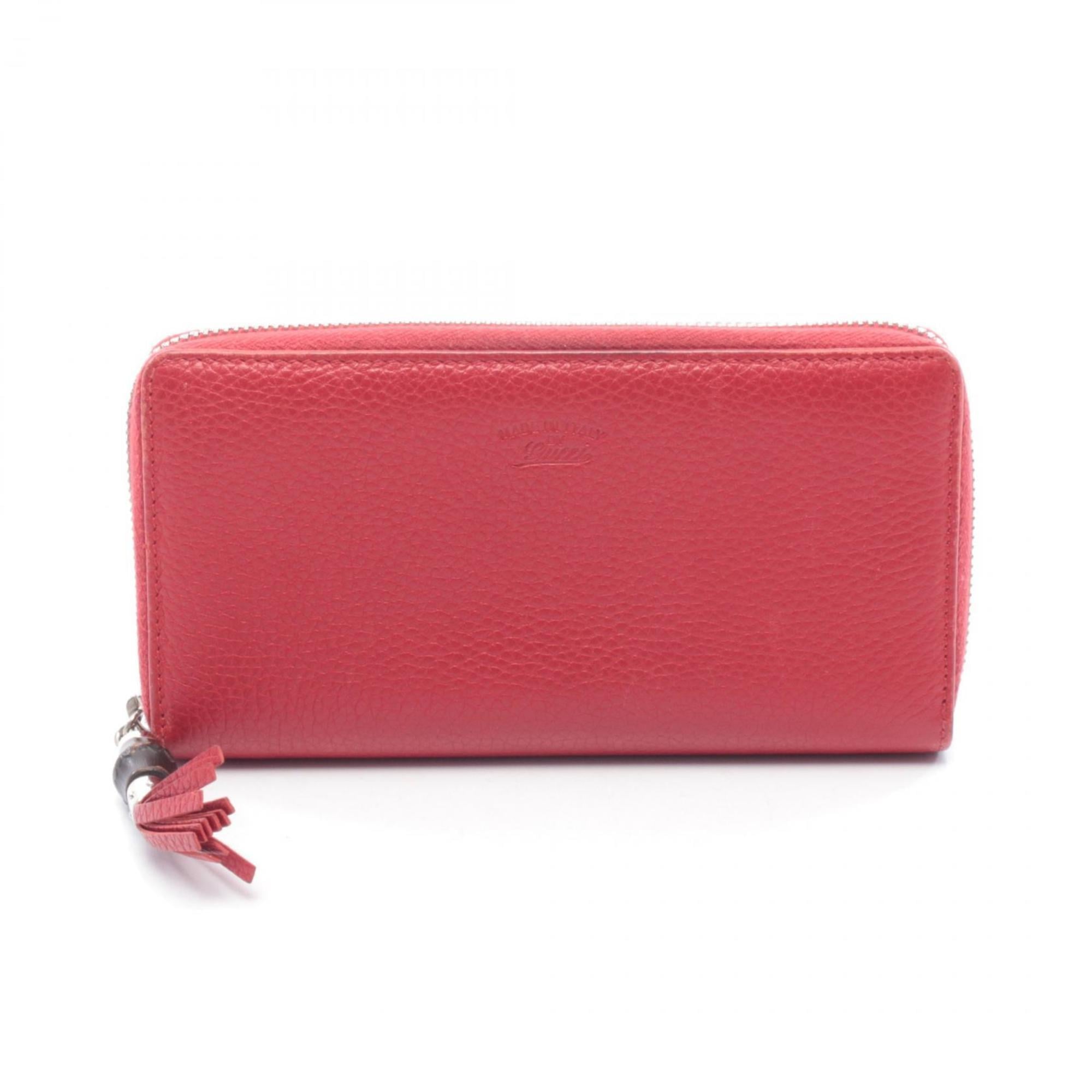 Gucci Red Color Leather Long Wallet (Bi-Fold) (Pre-Owned)