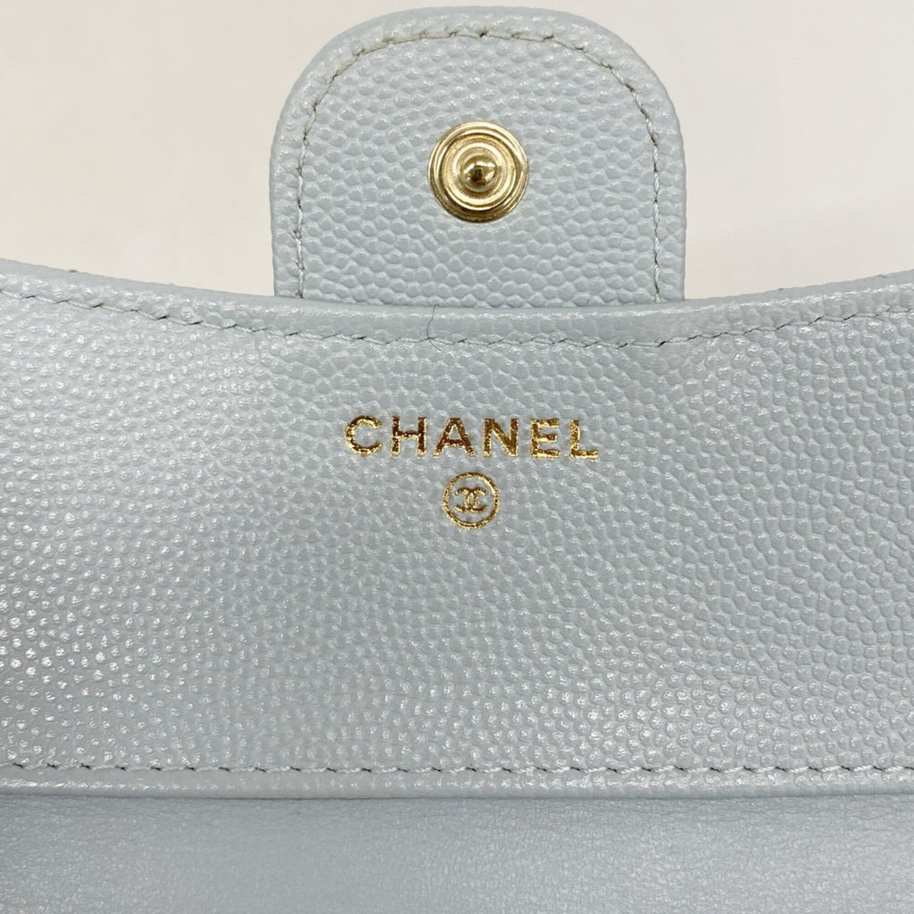 Chanel Light Blue Grained Calfskin Wallet (Tri-Fold)