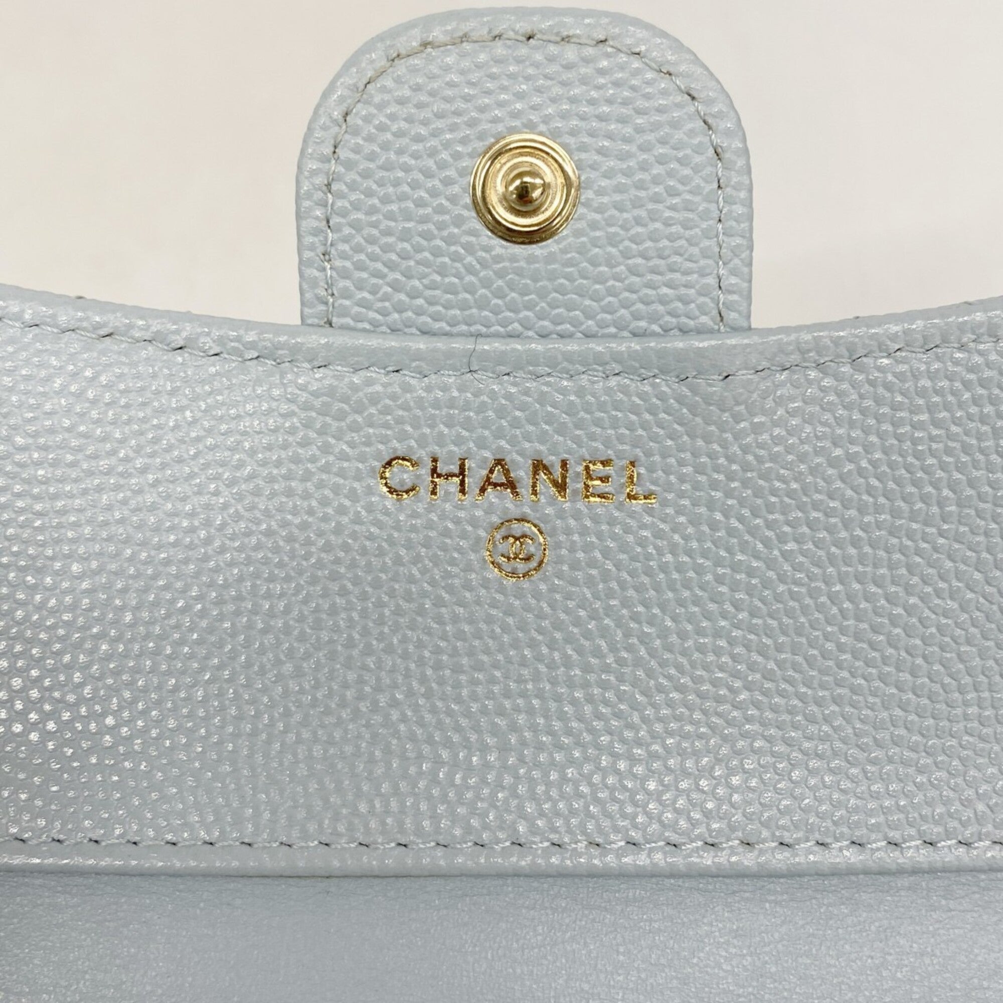 Chanel Light Blue Grained Calfskin Wallet (Tri-Fold)