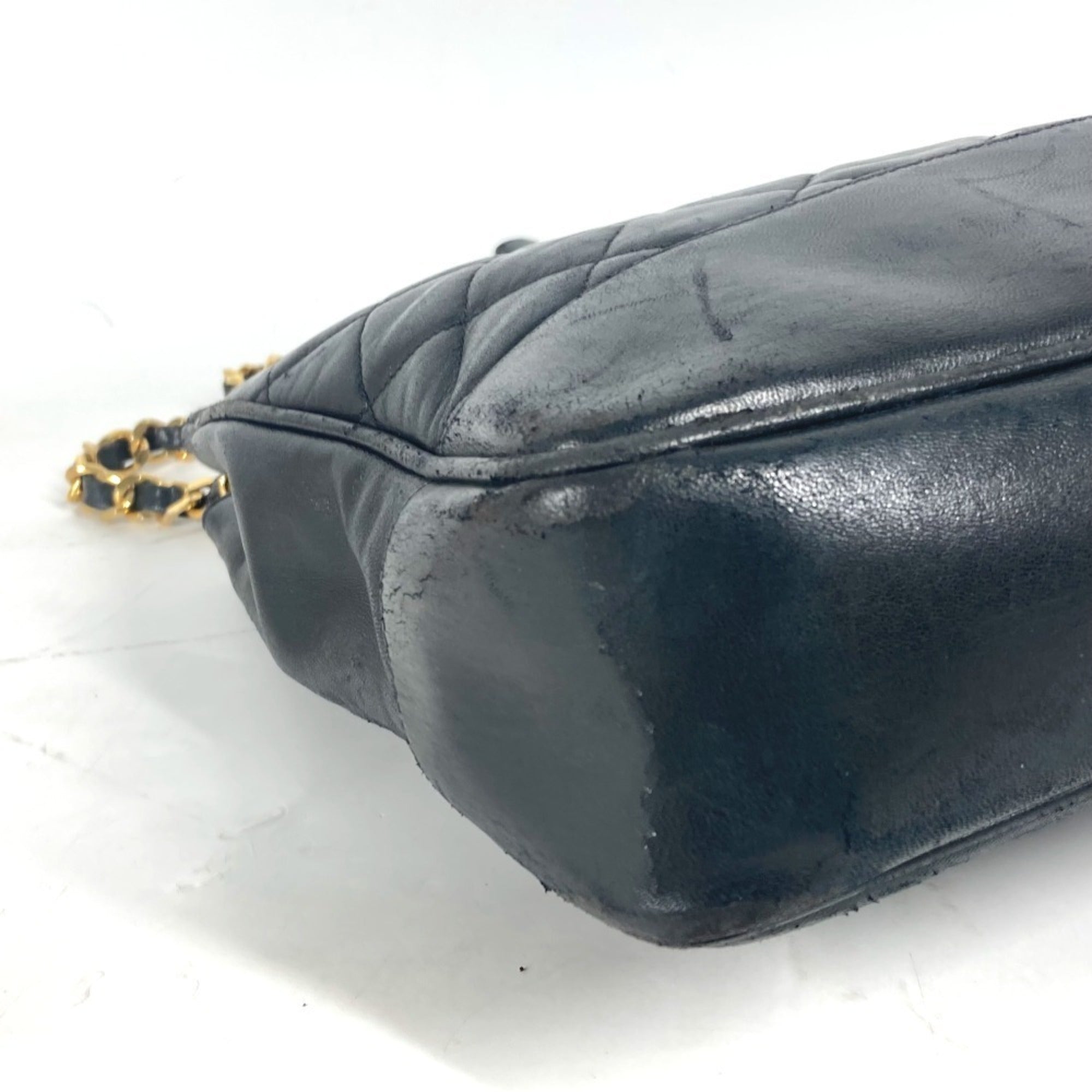 Chanel Black Gold Leather Shoulder Bag Tote Bag