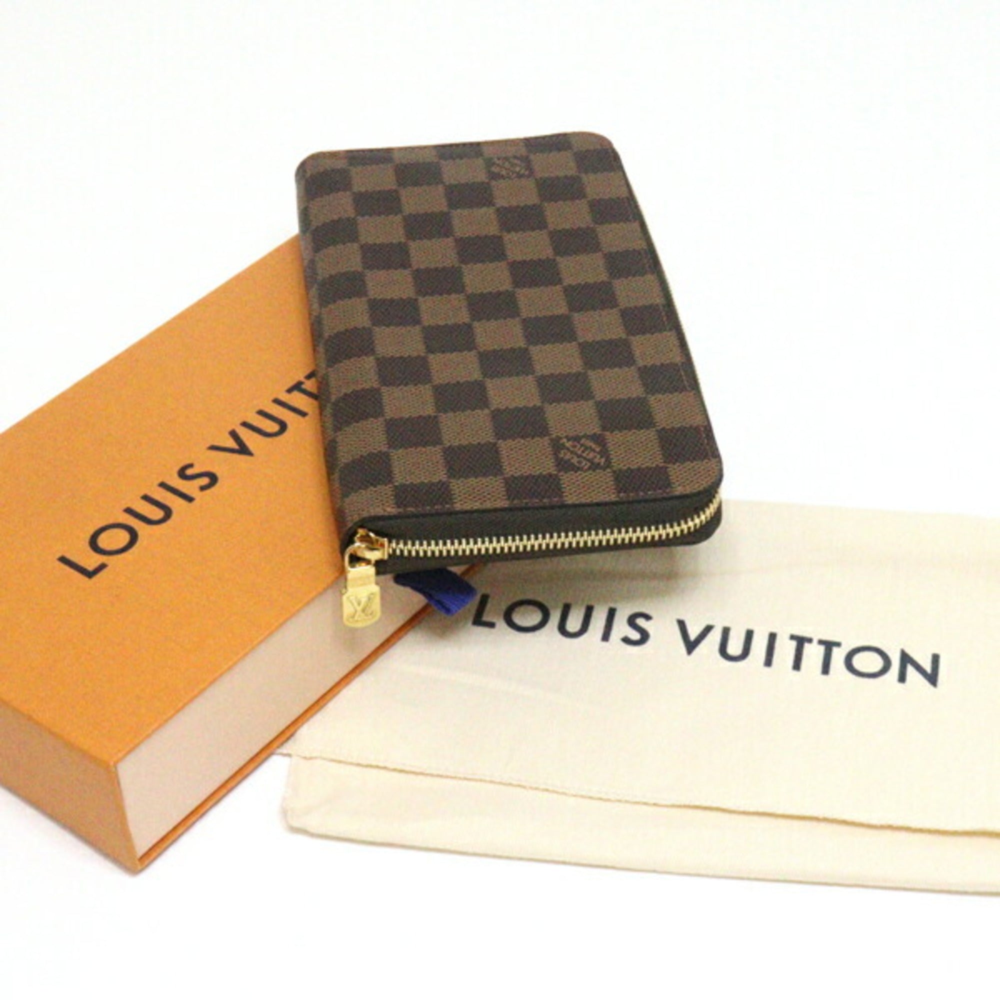 Louis Vuitton Damier Ebene Round Long Wallet Zippy Organizer N63502