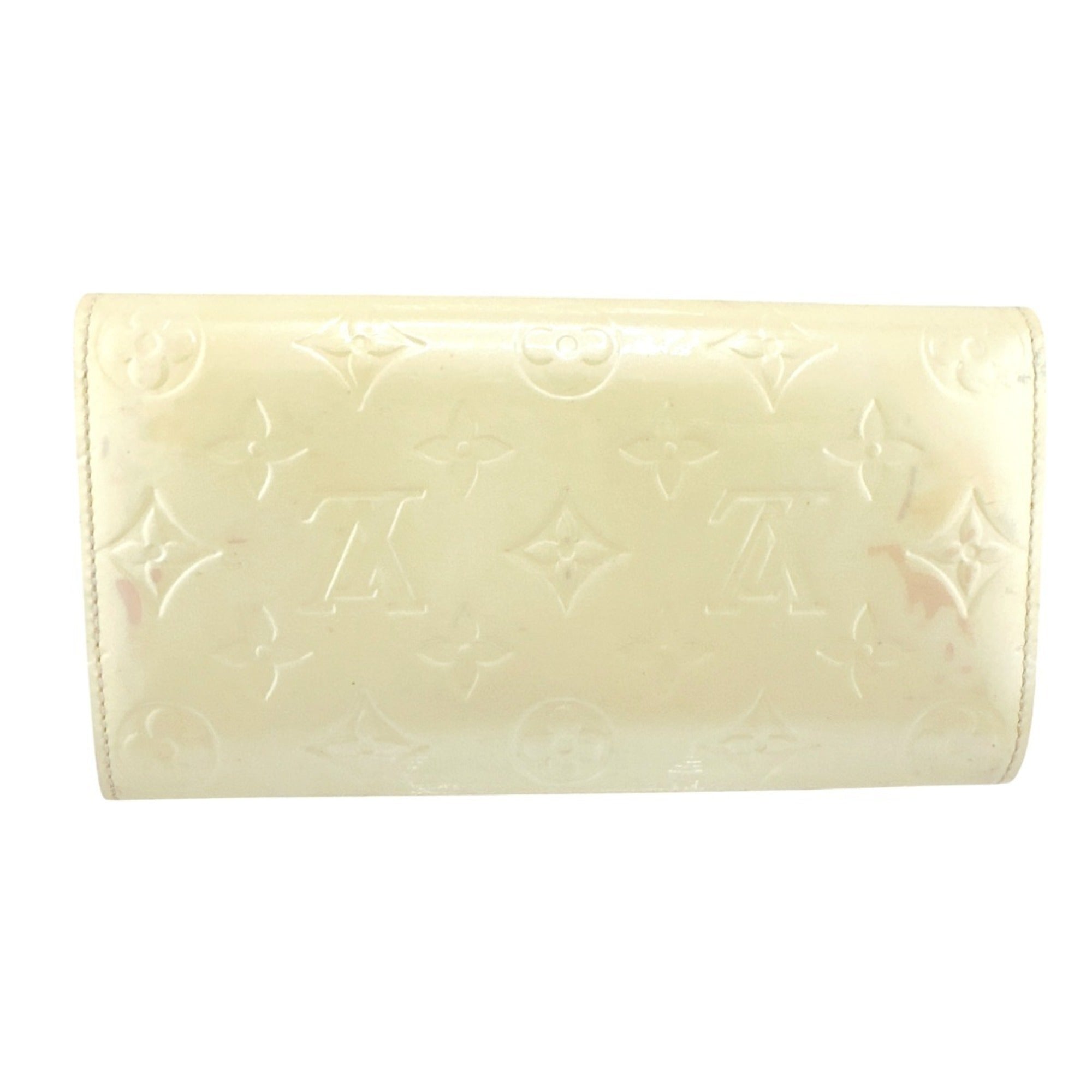 Louis Vuitton Cream White Monogram Vernis Long Wallet (Tri-Fold)