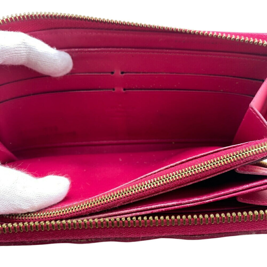 Louis Vuitton Pink Red Color Vernis Leather Long Wallet
