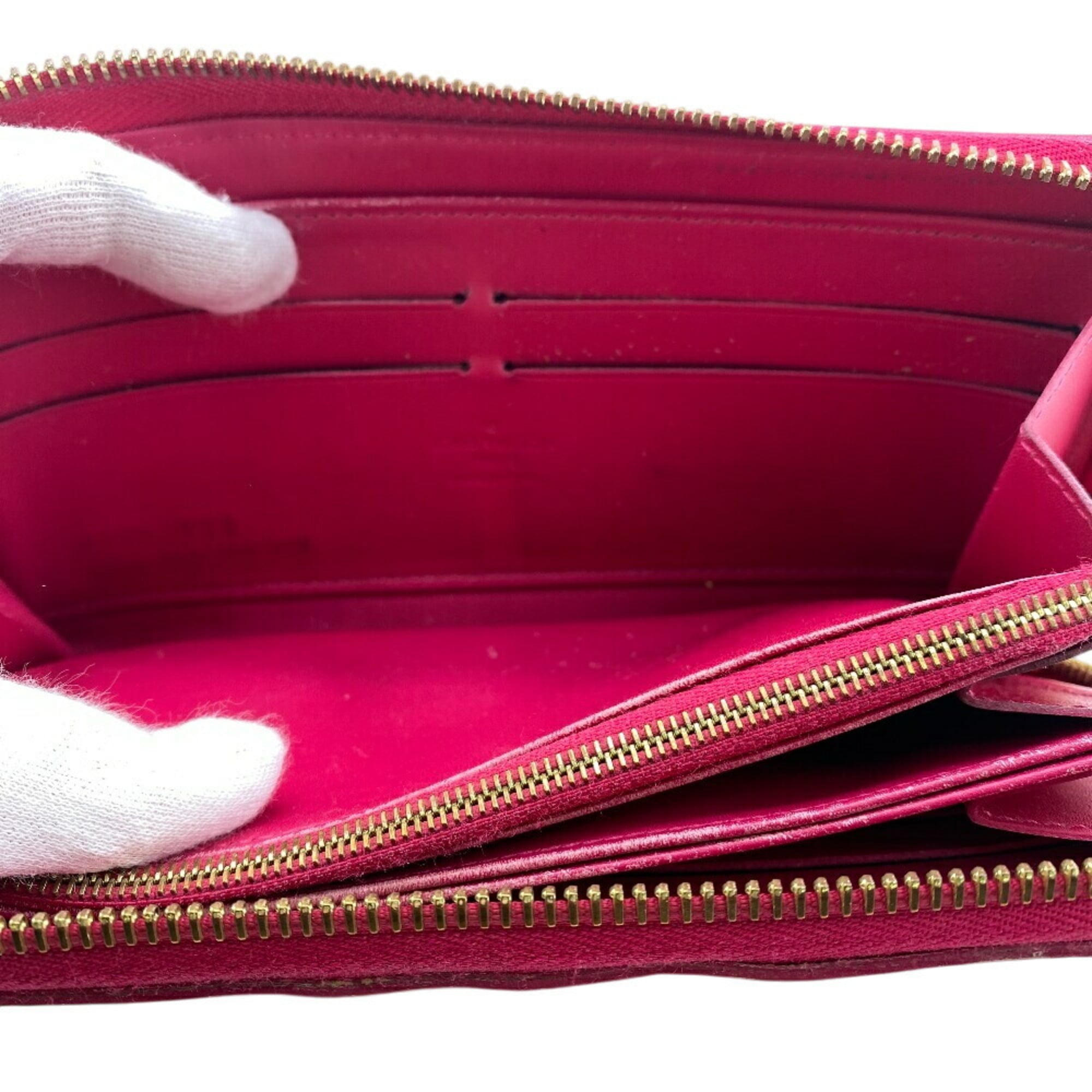 Louis Vuitton Pink Red Color Vernis Leather Long Wallet
