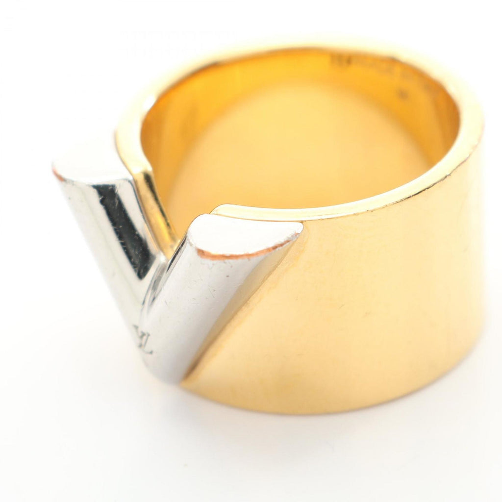 Louis Vuitton Gold Silver Gold Plating Stainless Steel Band Ring
