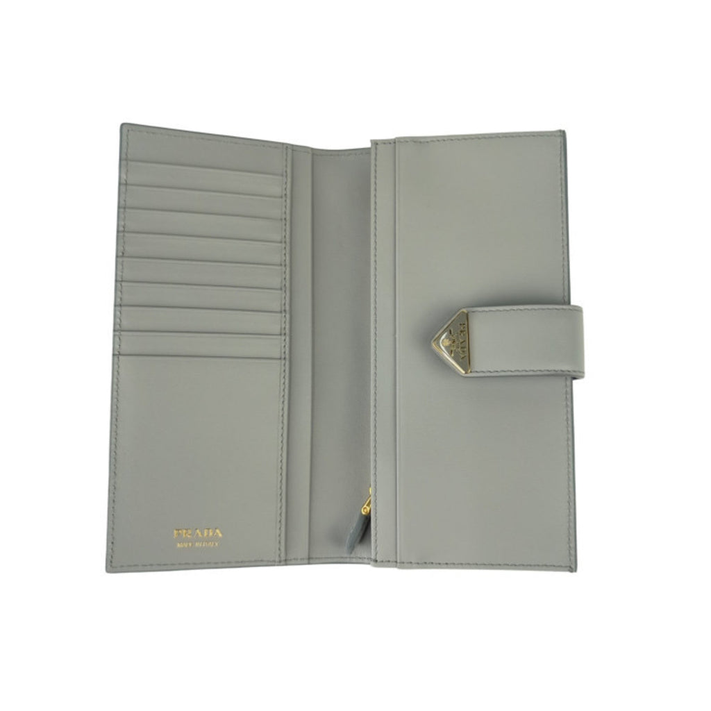 Prada Light Gray Leather Long Wallet (Bi-Fold)