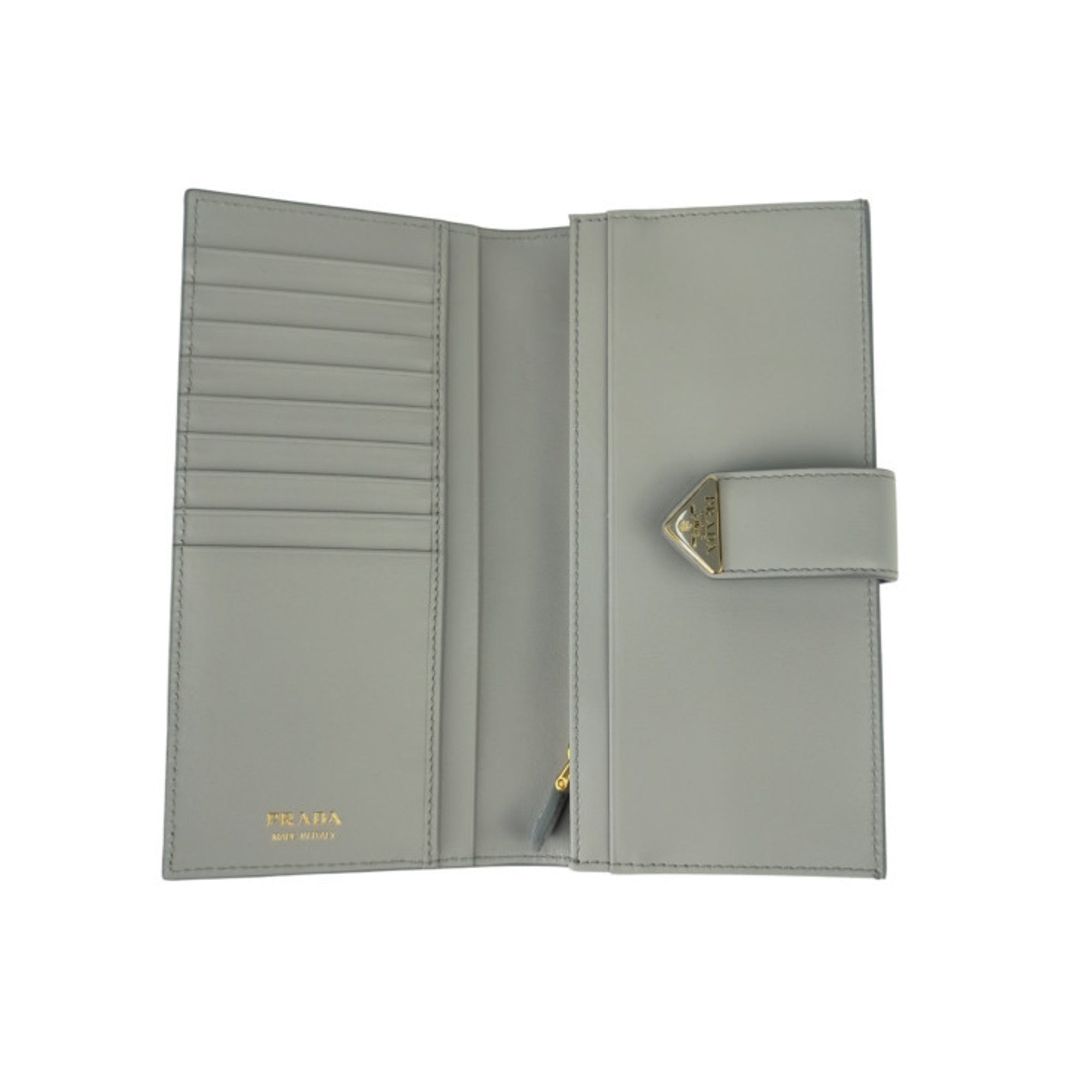Prada Light Gray Leather Long Wallet (Bi-Fold)