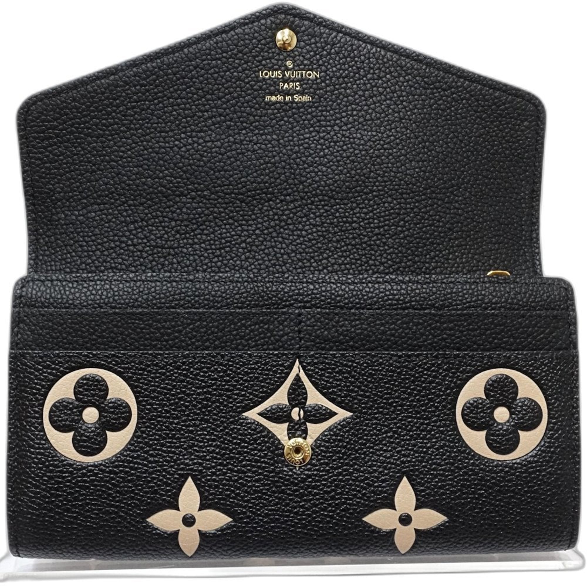 Louis Vuitton Beige Black Monogram Empreinte Long Wallet