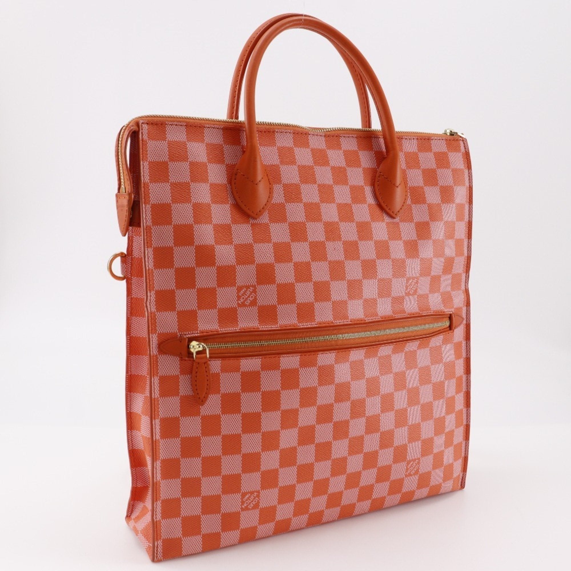 Louis Vuitton Orange Pimont Damier Canvas Handbag Tote Bag