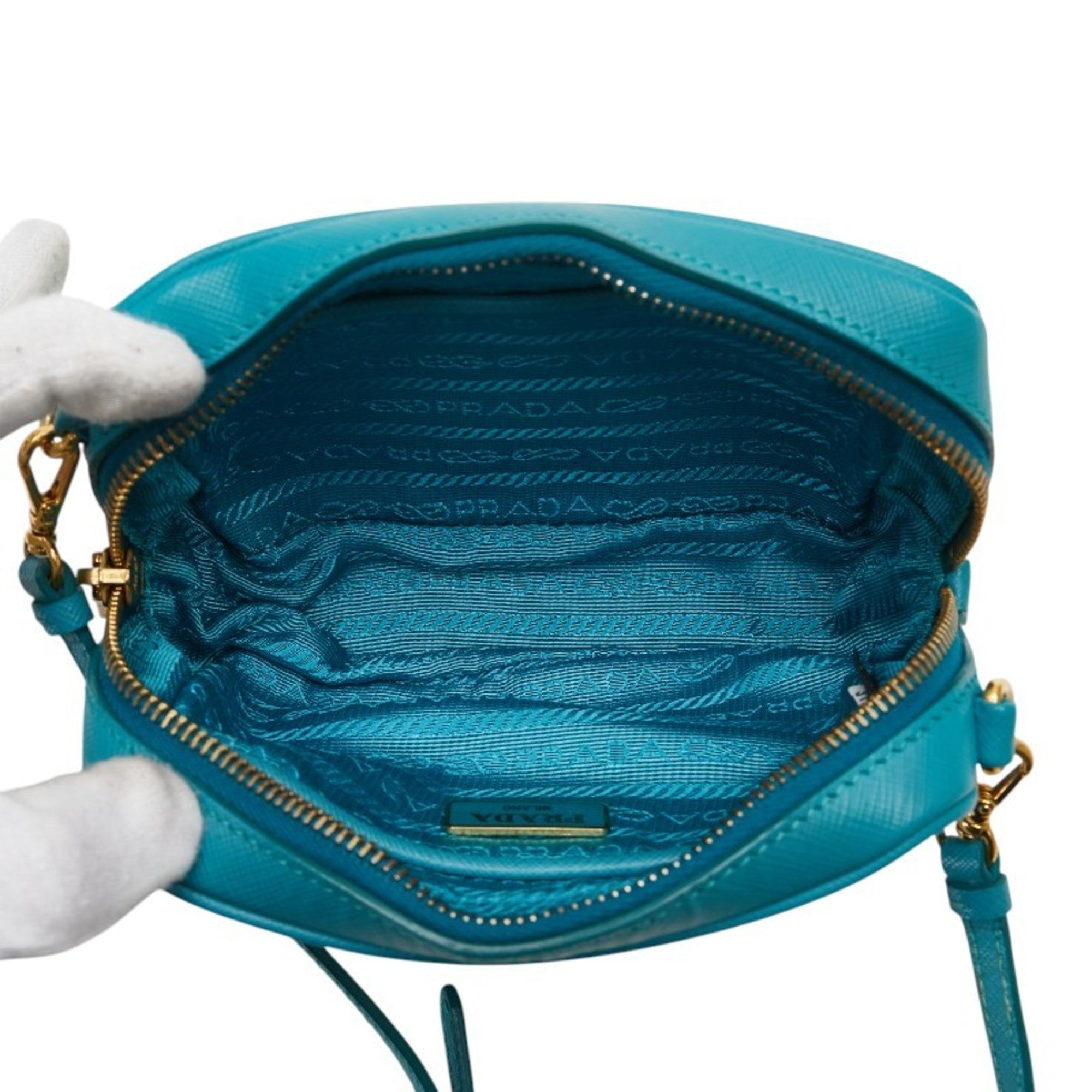 Prada Blue Leather Shoulder Bag